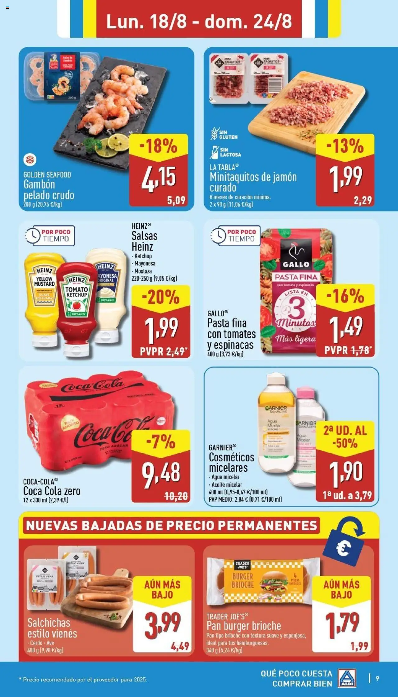 Aldi folleto Canarias │ válido desde el 18.08.2025 | Página: 9 | Productos: Agua micelar, Pan, Cerdo, Pasta