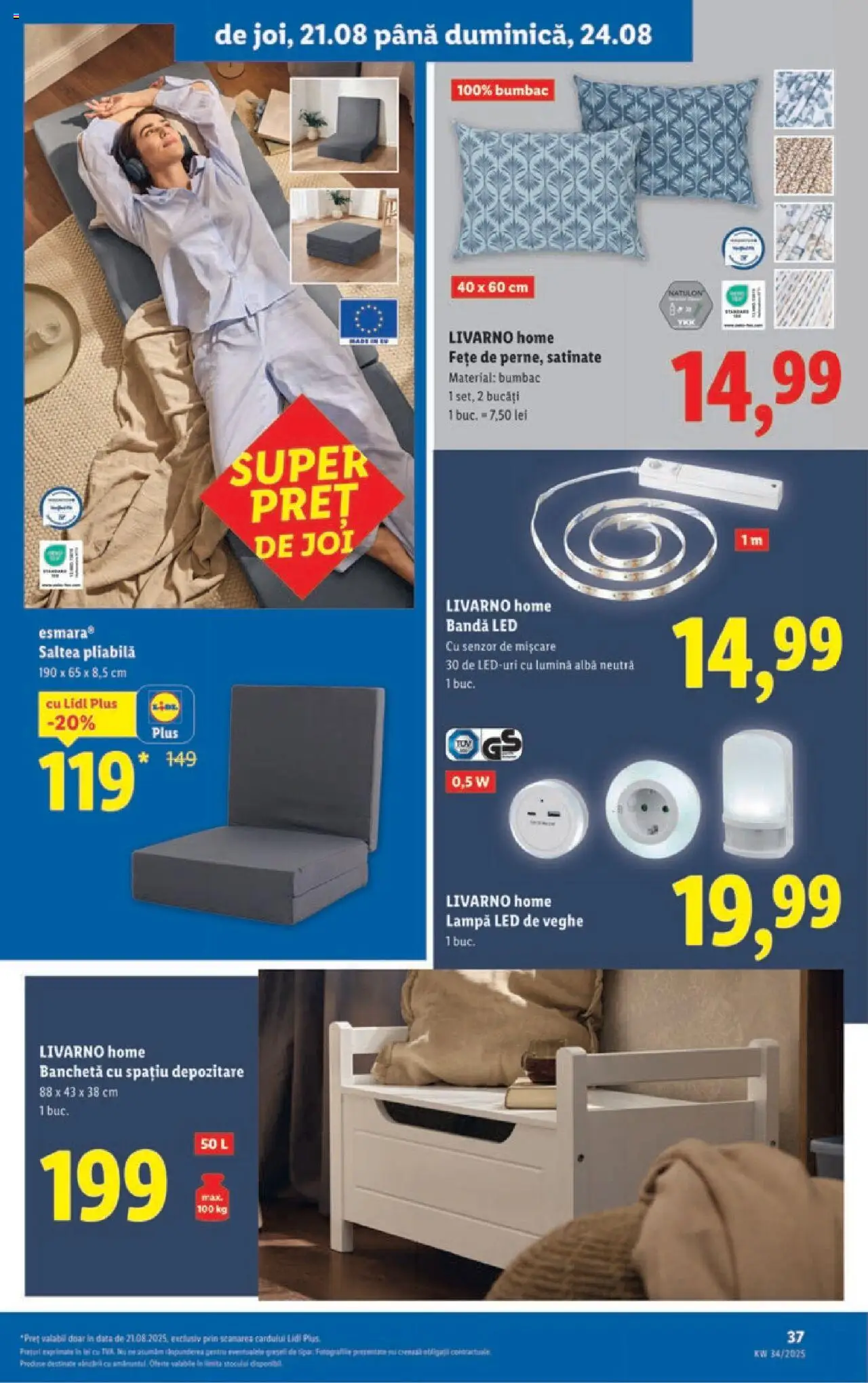 Catalog Lidl – valabil de la 18.08.2025 | Pagină: 37 | Produse: Tavuk suyu, T cetveli, Saltea, Babak