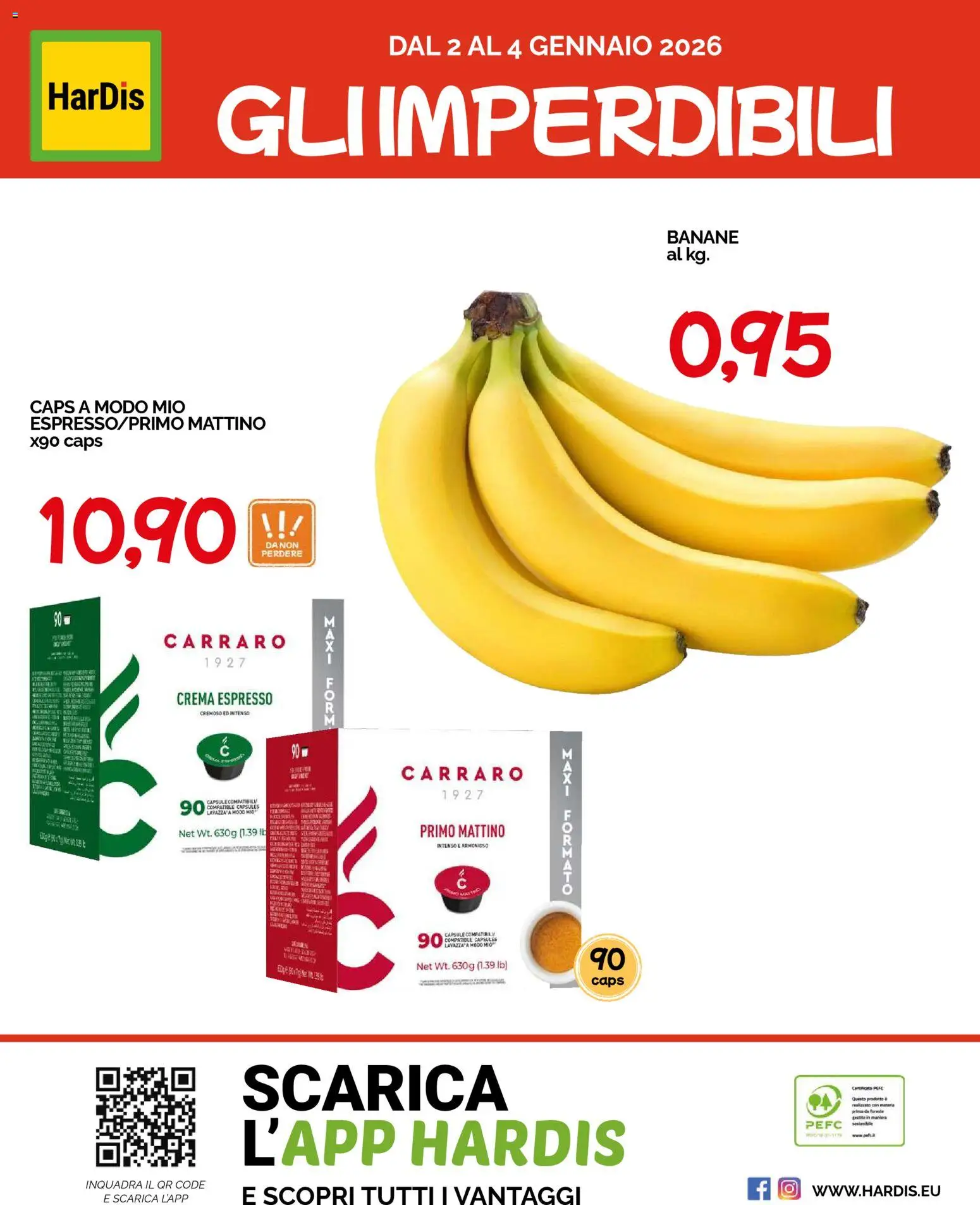Volantino HarDis del 29.12.2025 | Pagina: 16 | Prodotti: Crema, Banane, Lavazza