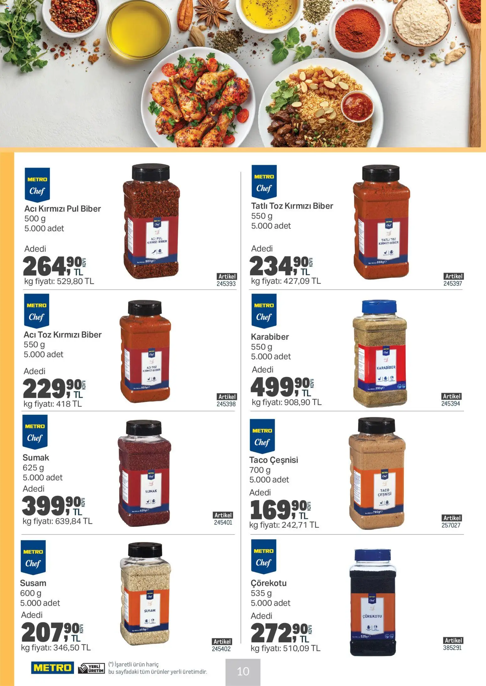 Metro - Et Tavuk ve Köfte Restoranları - 14.01.2026 tarihinden itibaren geçerlidir | Sayfa: 10 | Ürünler: Karabiber, Biber, Kırmızı biber