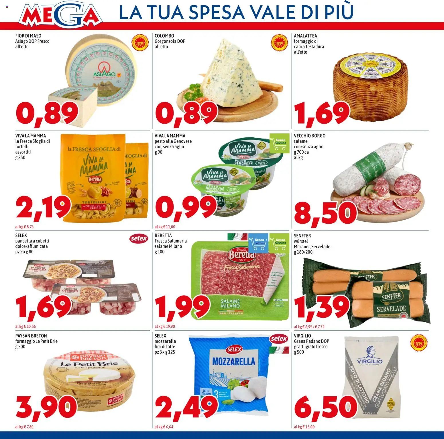 Volantino Mega del 12.03.2026 | Pagina: 4 | Prodotti: Formaggio, Prosciutto, Aglio, Tortelli