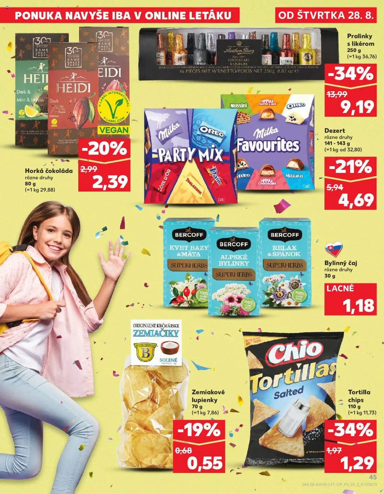 Kaufland Považská Bystrica-Centrum │ platný od 28.08.2025 | Strana: 45 | Produkty: Tortilla, Čaj, Čokoláda, Milka