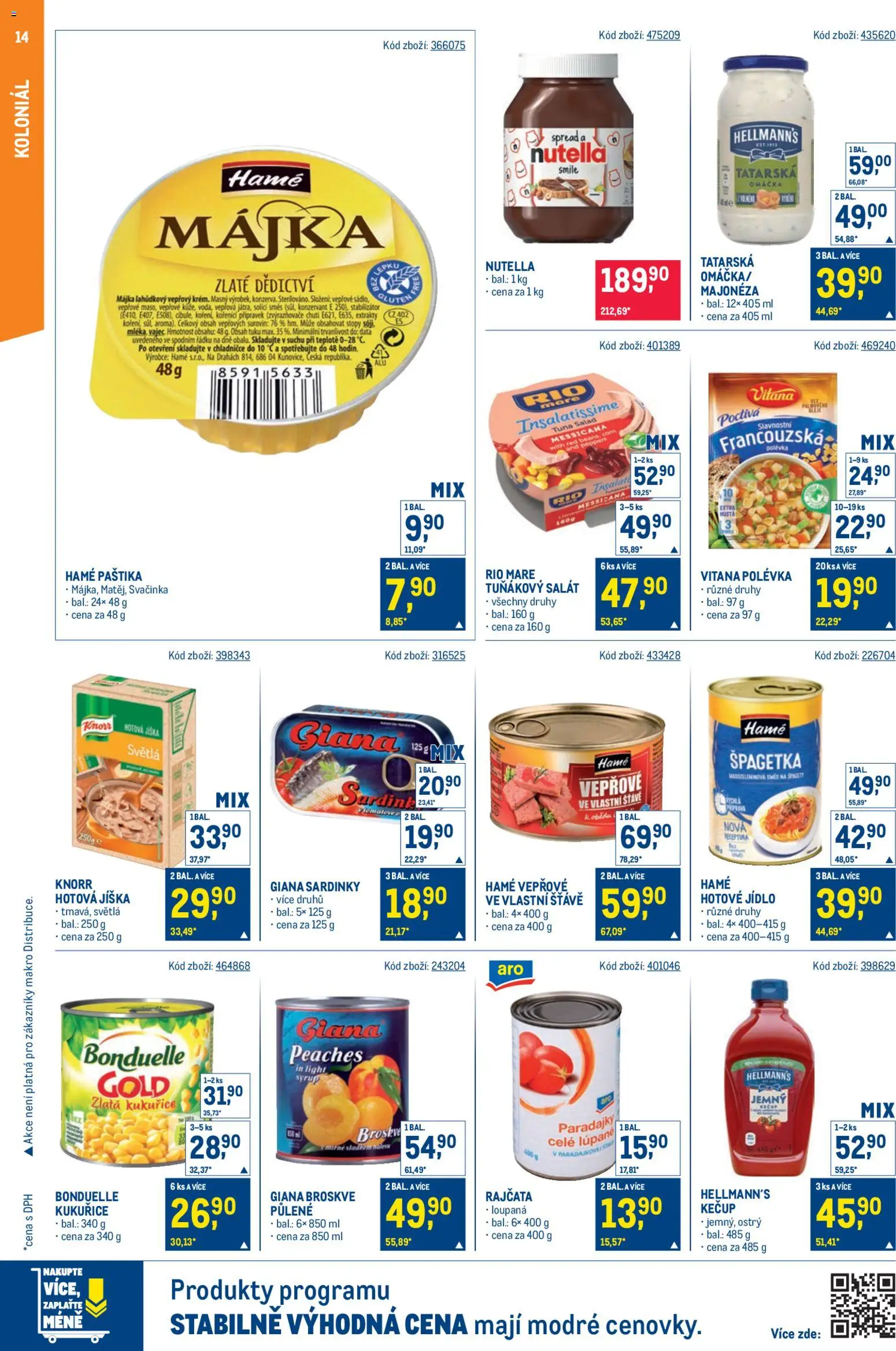 Makro leták - Maloobchod od 25.02.2026 | Strana: 14 | Produkty: Rio mare, Tatarská omáčka, Paštika, Nutella
