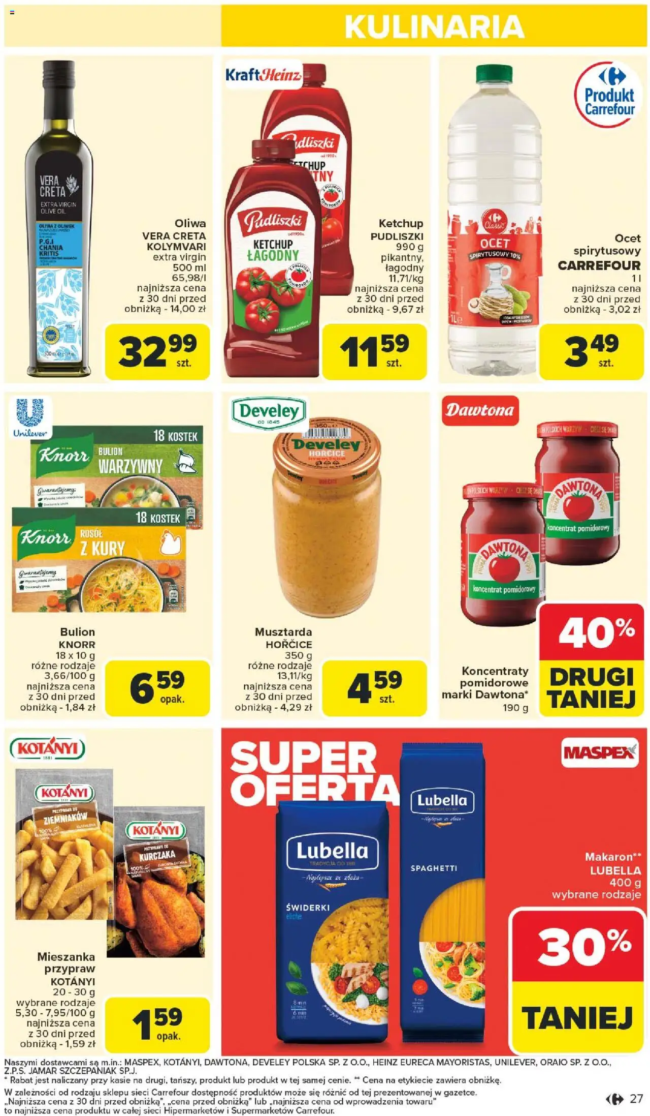 Carrefour Gazetka od 18.08.2025 | Strona: 29 | Produkty: Ocet, Ketchup pudliszki, Koncentrat pomidorowy, Musztarda