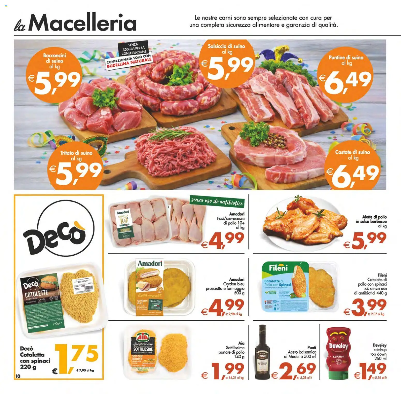 Volantino Decò del 13.02.2026 | Pagina: 10 | Prodotti: Pollo, Suino, Salsiccia, Salsa barbecue