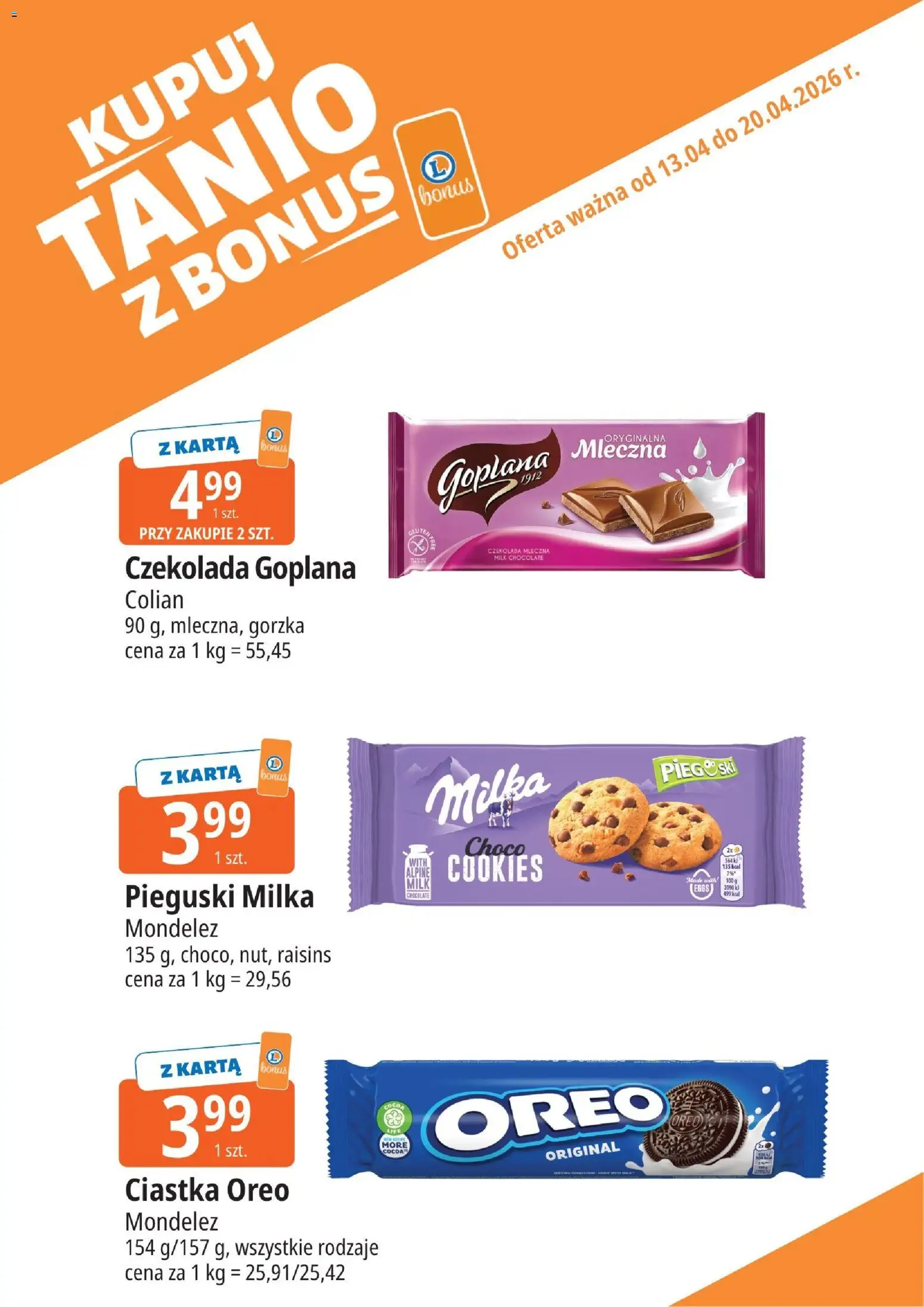 E.Leclerc gazetka - Zielona Góra kupony dodatkowe od 13.04.2026 | Strona: 10 | Produkty: Milka, Ciastka Oreo, Czekolada, Ciastka