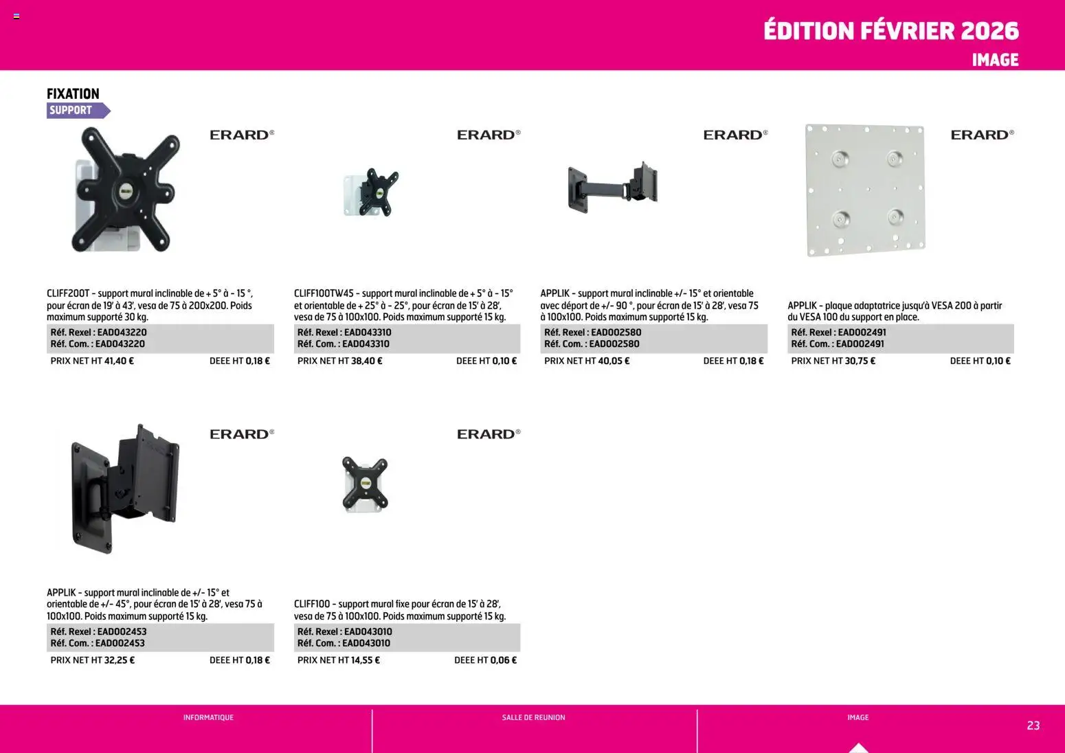 {H1} | Page: 23 | Produits: Support mural, Poids