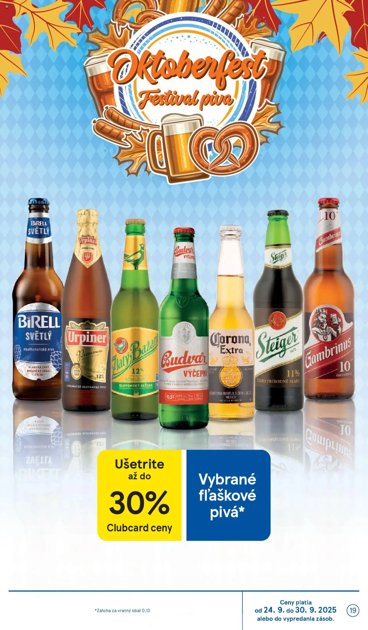 Nové Tesco akcie – leták je platný od 24.09.2025 | Strana: 19 | Produkty: Pivo, Budvar, Steiger, Gambrinus