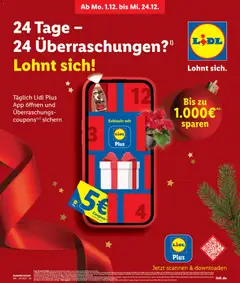 Lidl Plus Adventskalender ab 01.12.2025 gültig