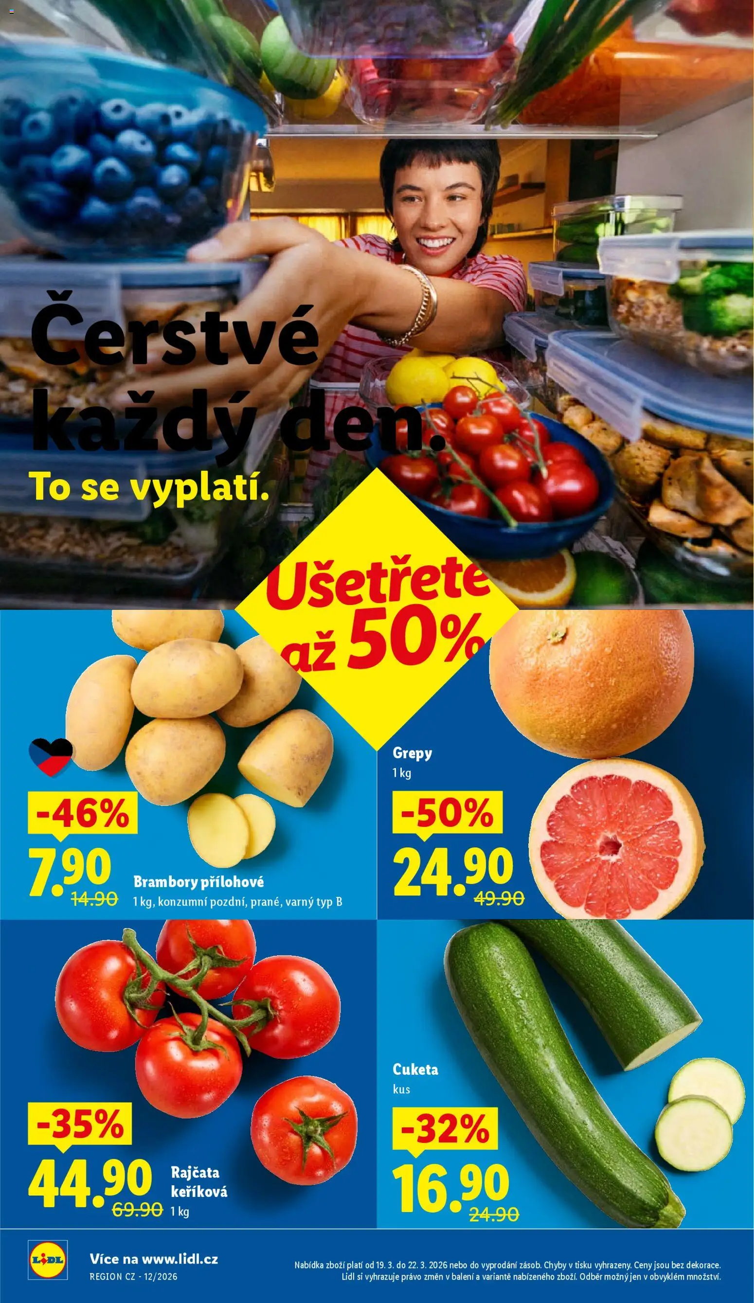Lidl leták od 19.03.2026 | Strana: 10 | Produkty: Rajčata, Cuketa, Brambory