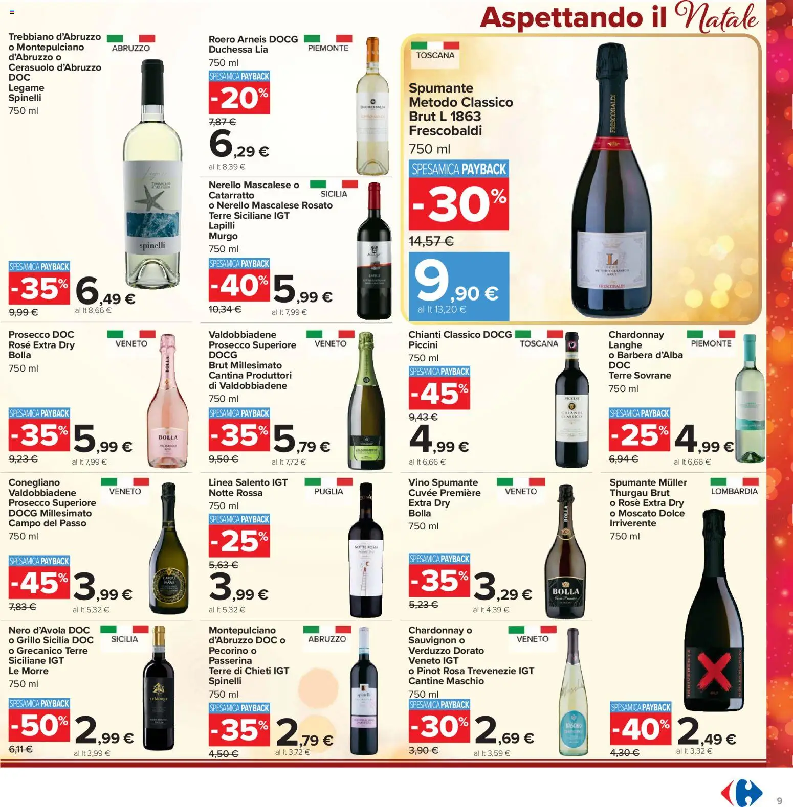 Volantino Carrefour del 17.11.2025 | Pagina: 9 | Prodotti: Prosecco, Vino, Spumante, Pecorino