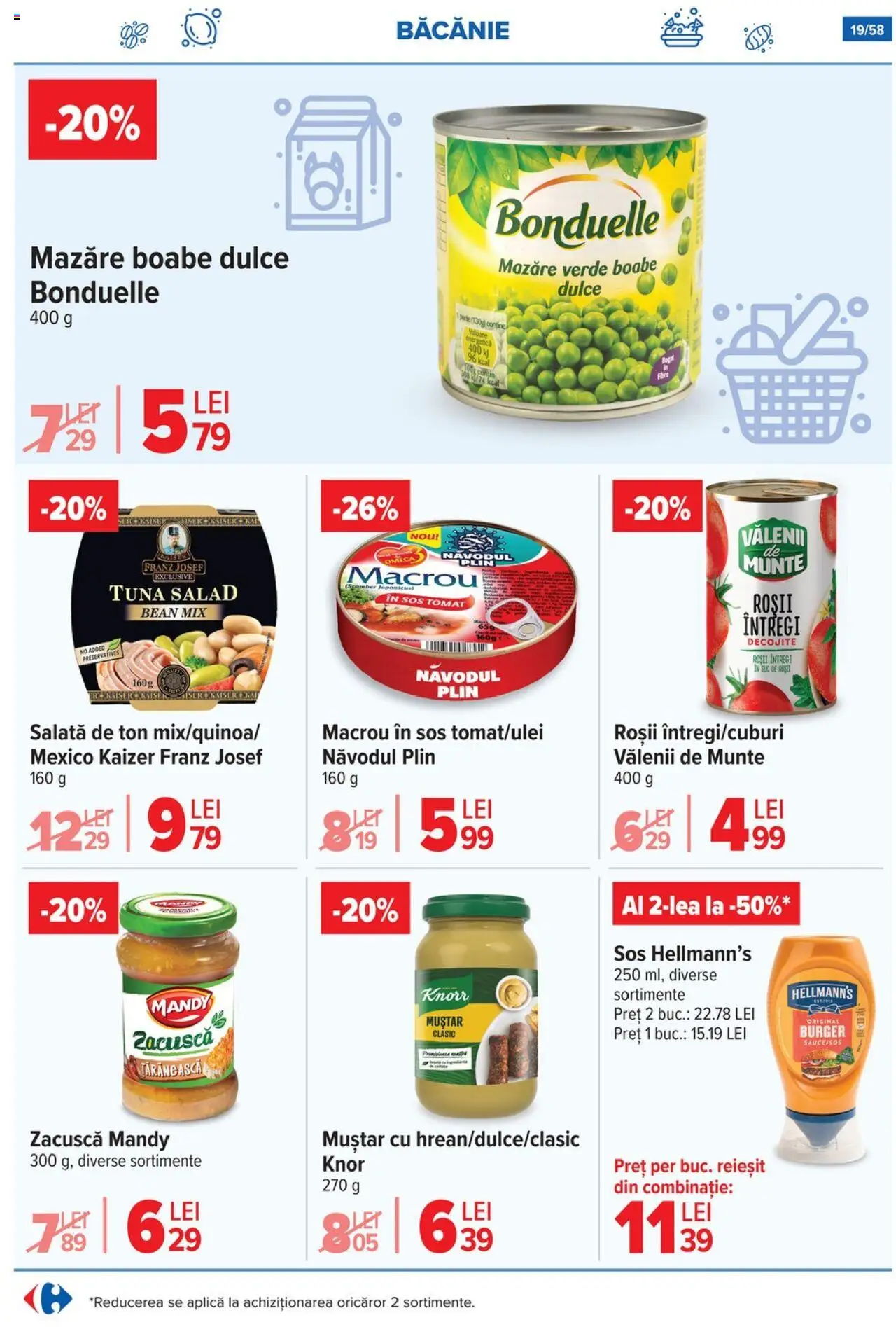 Catalog Carrefour – valabil de la 06.08.2025 | Pagină: 20 | Produse: Mazăre, Burger, Zacuscă, Sos