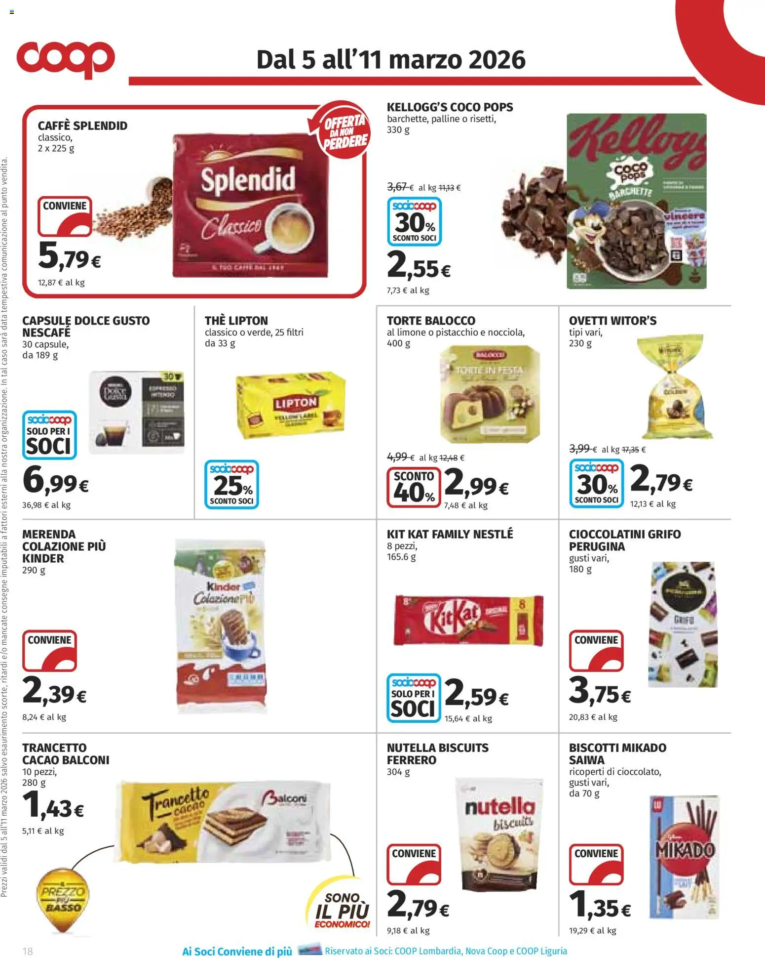 Volantino COOP del 05.03.2026 | Pagina: 18 | Prodotti: Biscotti, Data, Cacao, Cioccolatini