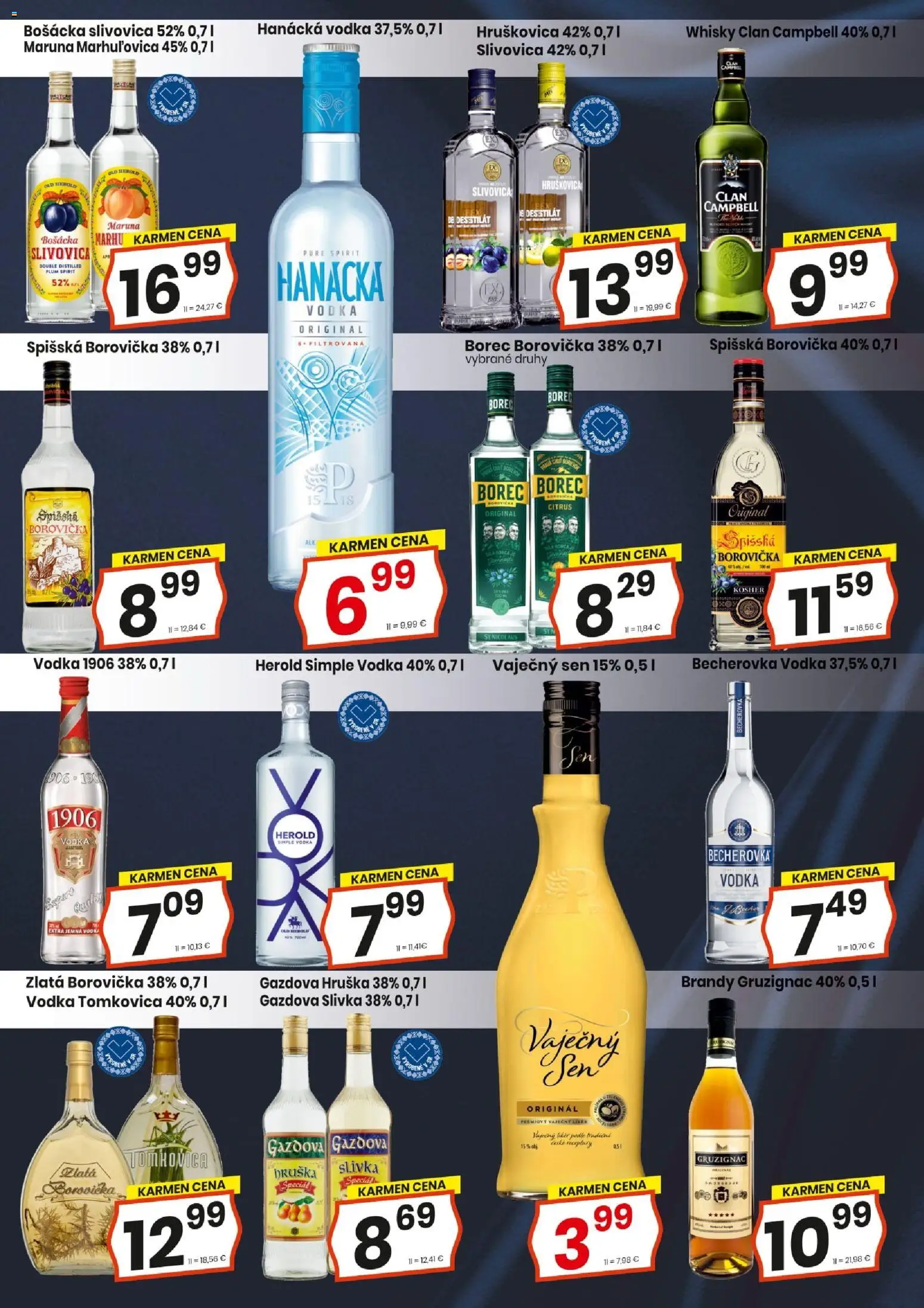 Nové KARMEN CBA akcie – leták je platný od 01.12.2025 | Strana: 18 | Produkty: Becherovka, Slivovica, Vodka, Whisky