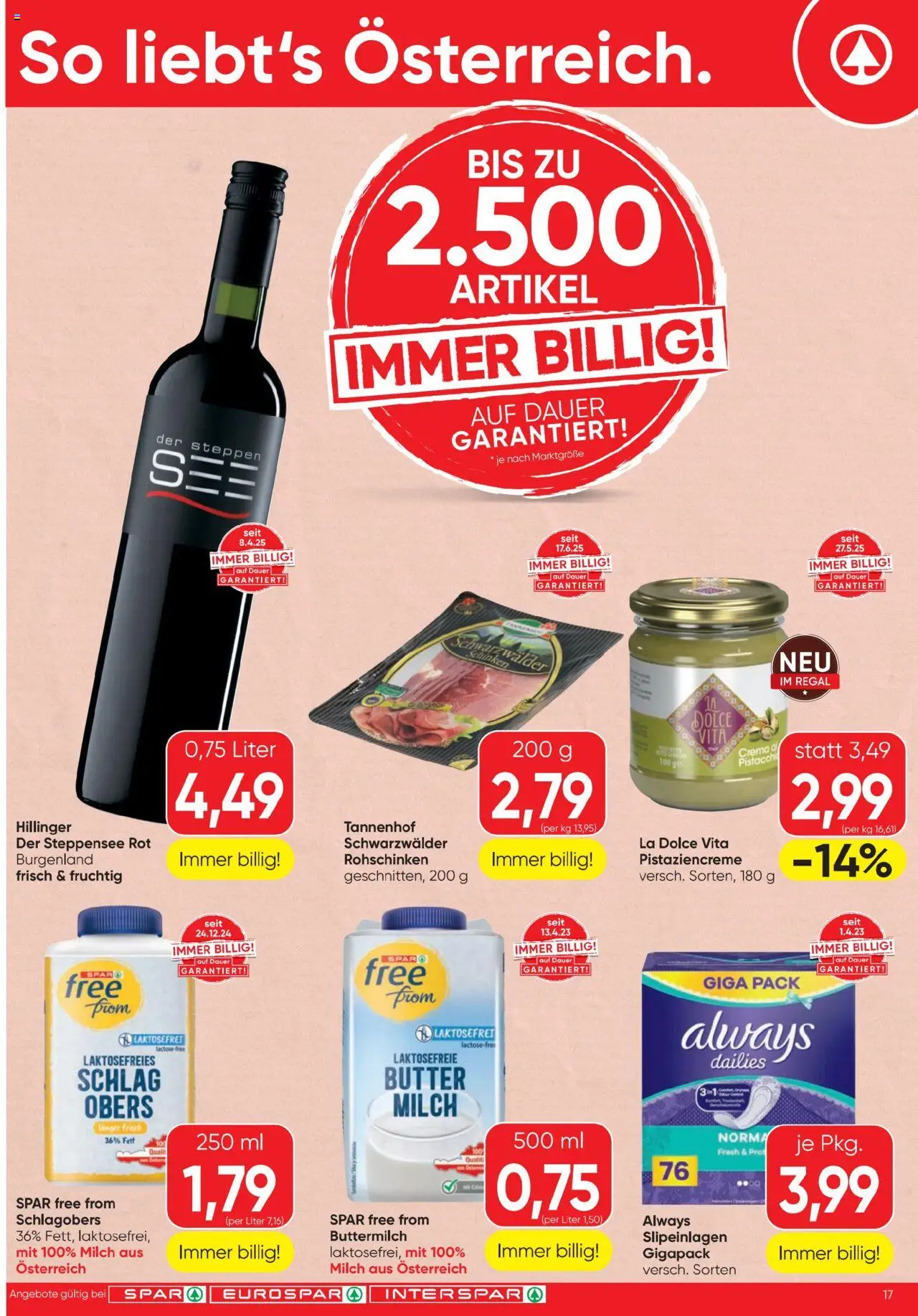 Spar Flugblatt gültig ab 14.08.2025 | Seite: 17 | Produkte: Regal, Milch, Butter