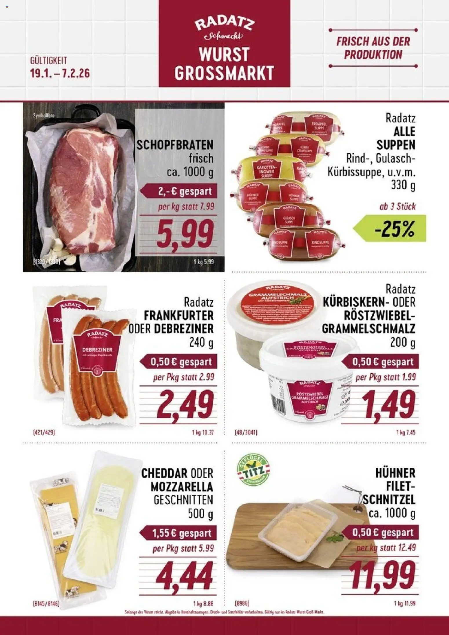 Radatz Flugblatt gültig ab 19.01.2026 | Seite: 1 | Produkte: Wurst