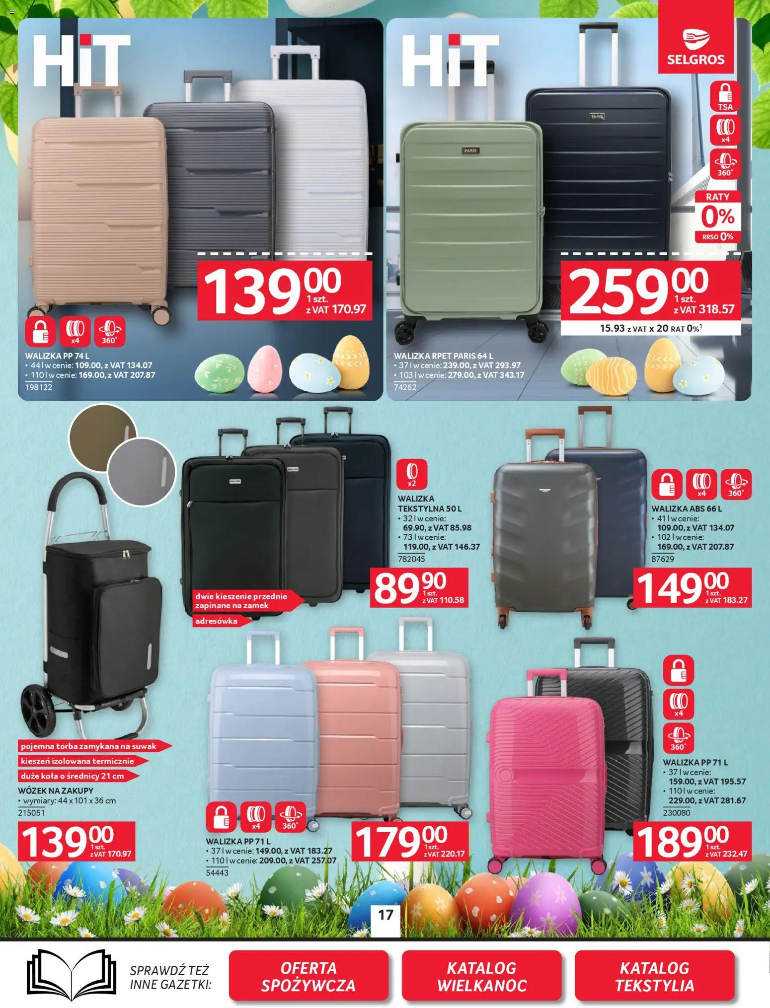 Selgros cash&carry gazetka - Oferta przemysłowa od 19.03.2026 | Strona: 19 | Produkty: Wózek na zakupy, Walizka, Torba, Tekstylia