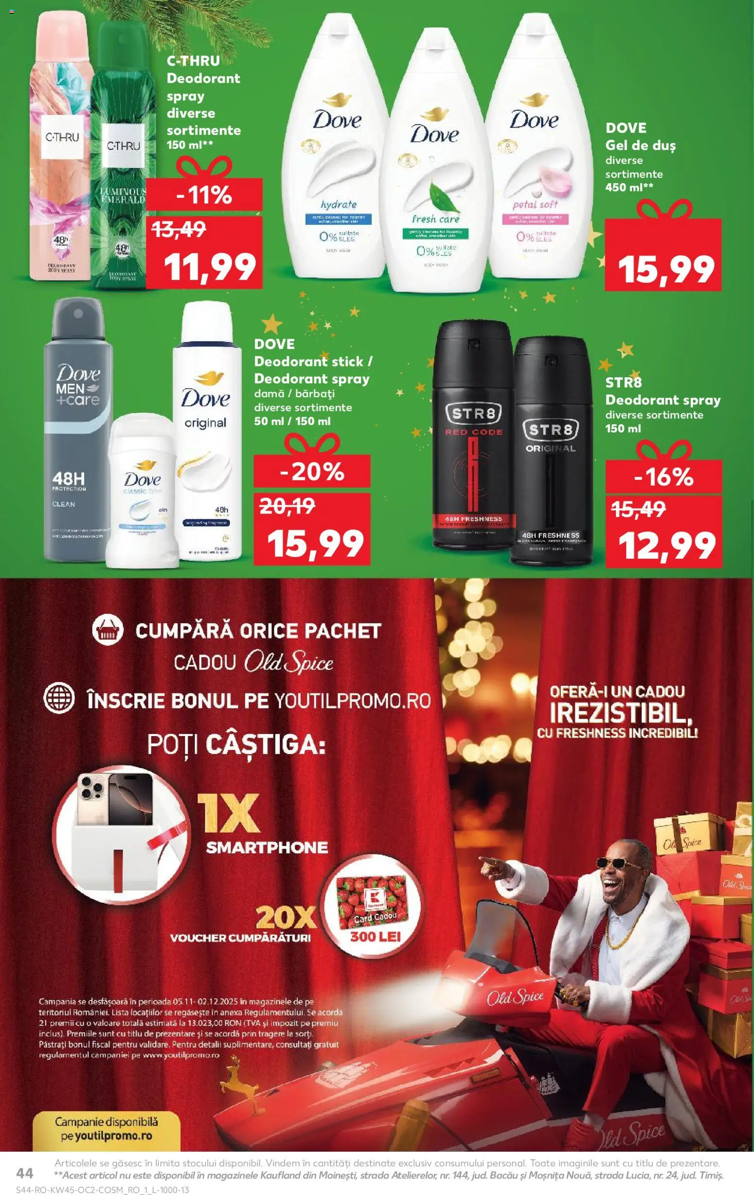 Kaufland RO akciós ujság - amely érvényes a következő dátumtól: 05.11.2025 | Oldal: 44 | Termékek: Old spice, Smartphone