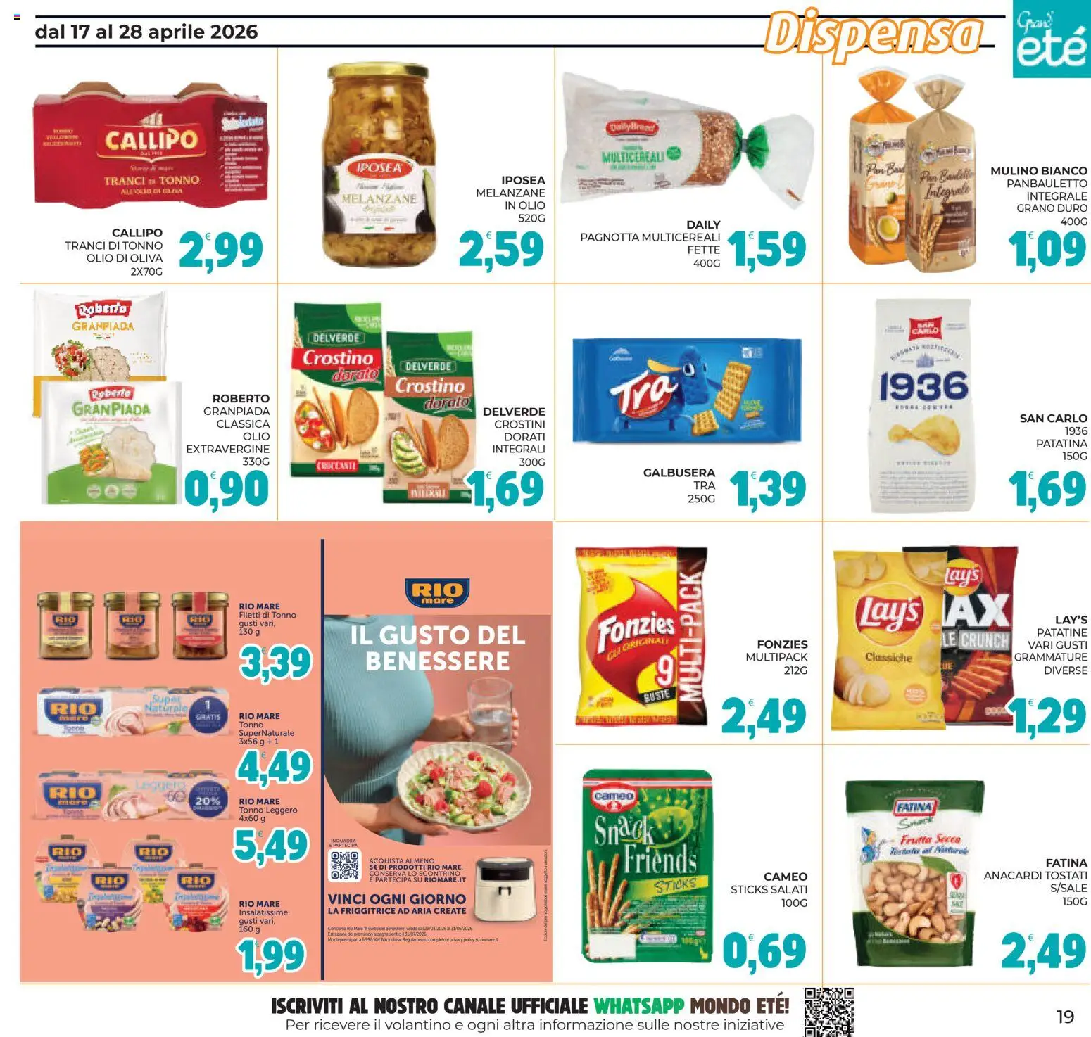 Volantino Eté del 17.04.2026 | Pagina: 19 | Prodotti: Patatine, Anacardi, Crostini, Olio di Oliva