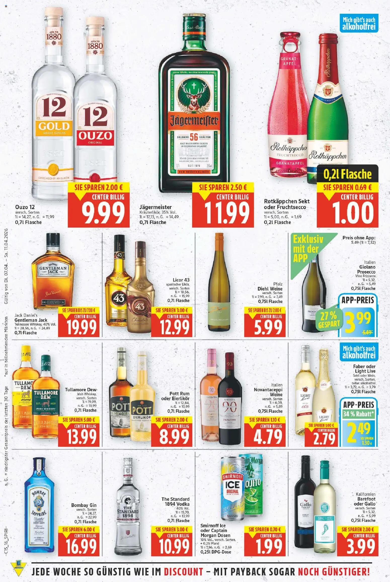 E center Prospekt 	 – gültig ab 07.04.2026 | Seite: 17 | Produkte: Äpfel, Jack Daniel's, Rotkäppchen, Gin