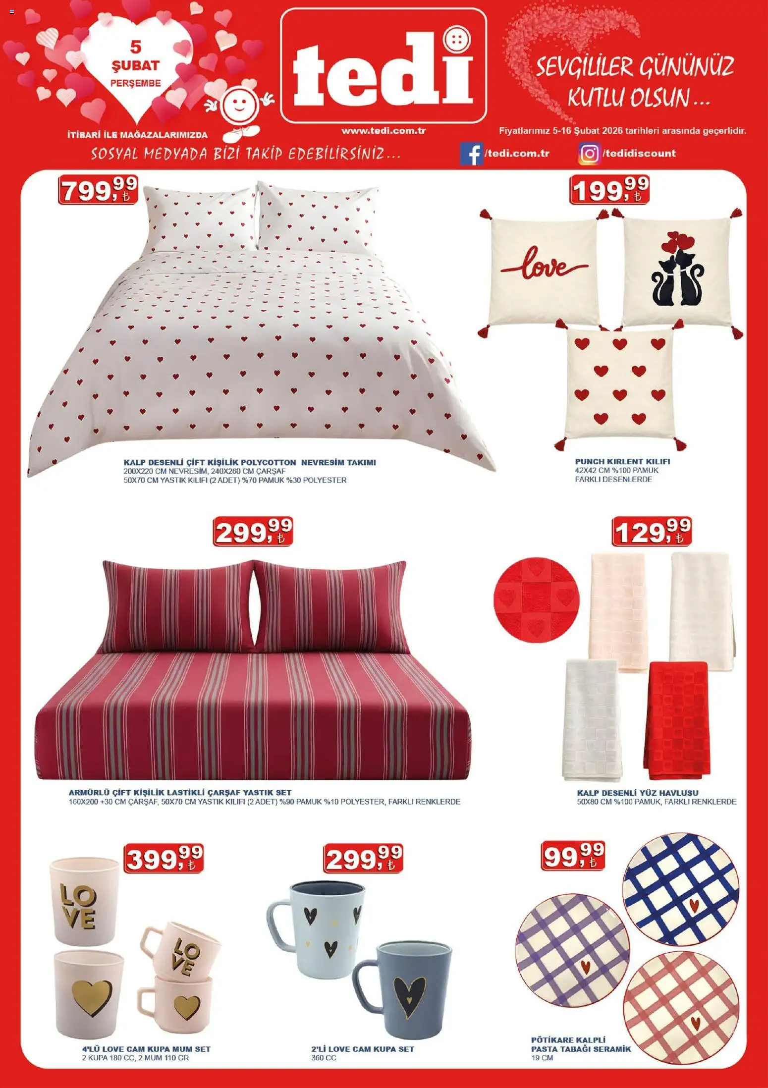 Tedi  - Katalog - 05.02.2026 tarihinden itibaren geçerlidir | Sayfa: 1 | Ürünler: Yastık, Nevresim, Çarşaf, Yüz havlusu