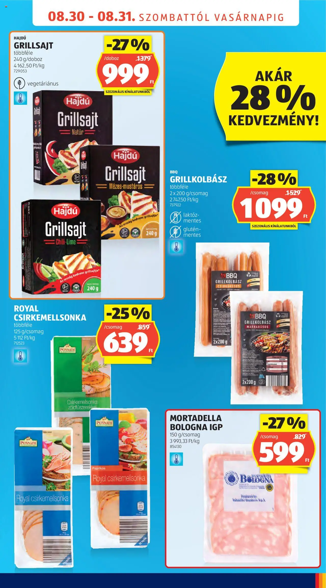 Aldi akciós ujság - amely érvényes a következő dátumtól: 30.08.2025 | Oldal: 5 | Termékek: Grillkolbász, Grillsajt, Gluténmentes, Mortadella