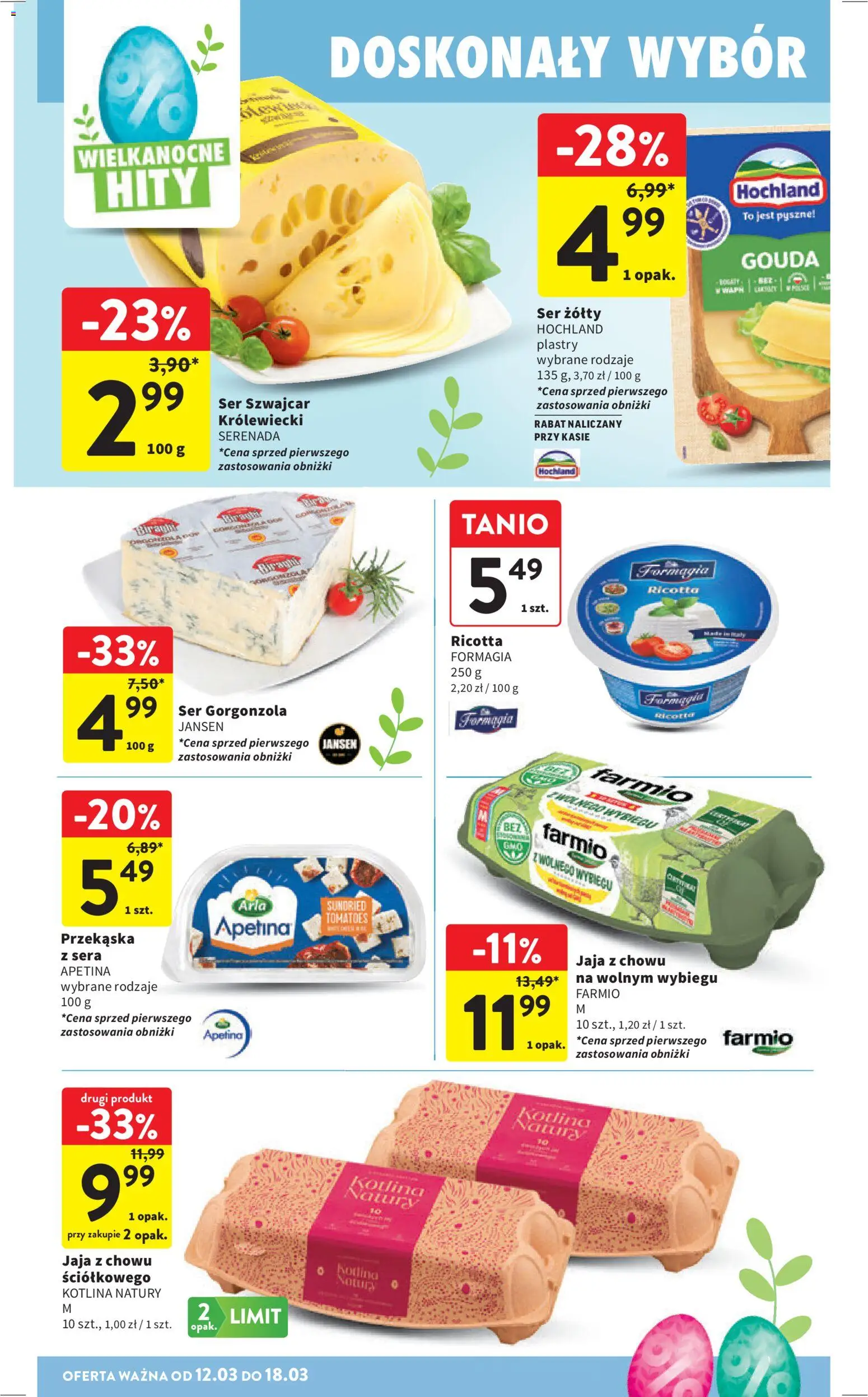 Intermarche gazetka od 12.03.2026 | Strona: 28 | Produkty: Ser żółty, Ser, Ser gorgonzola, Ricotta