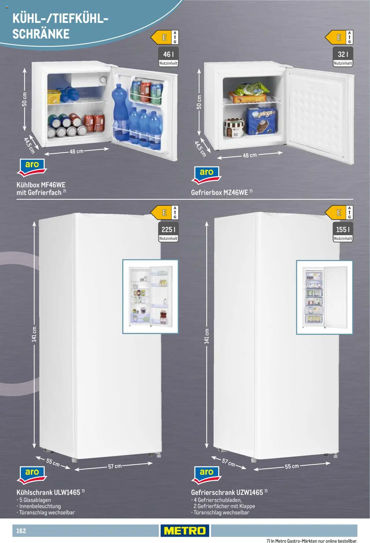 Metro Non Food Sortiment – gültig ab 01.10.2025 | Seite: 162 | Produkte: Gefrierschrank, Kühlschrank