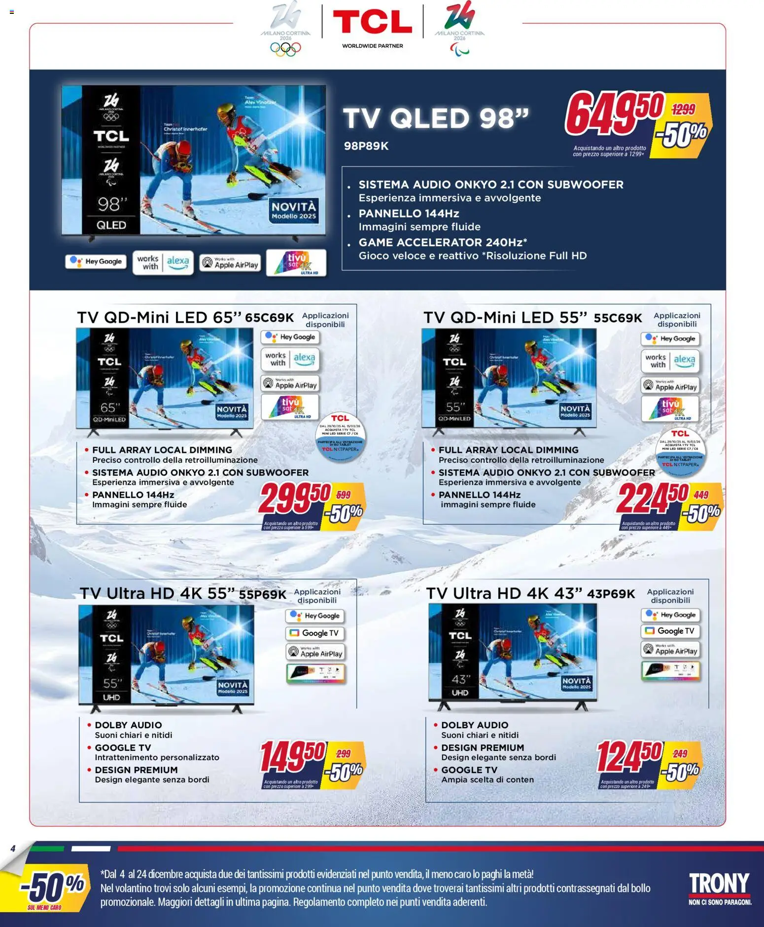 Volantino Trony del 04.12.2025 | Pagina: 4 | Prodotti: Tablet, TV, Audio, Gioco