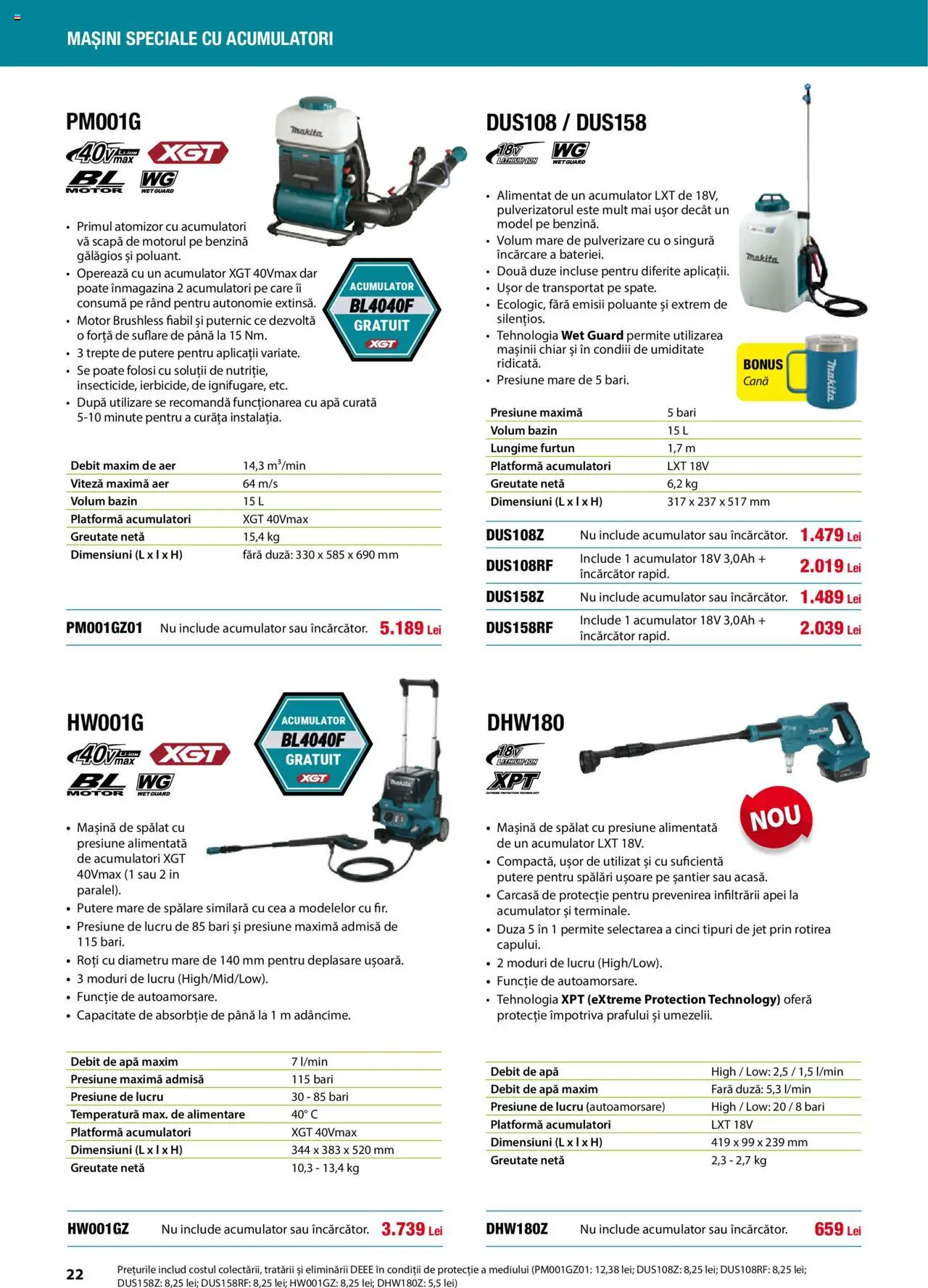Noul catalog Makita – valabil de la 01.04.2025 | Pagină: 22 | Produse: Încărcător, Carcasă, Mașină De Spălat, Apă