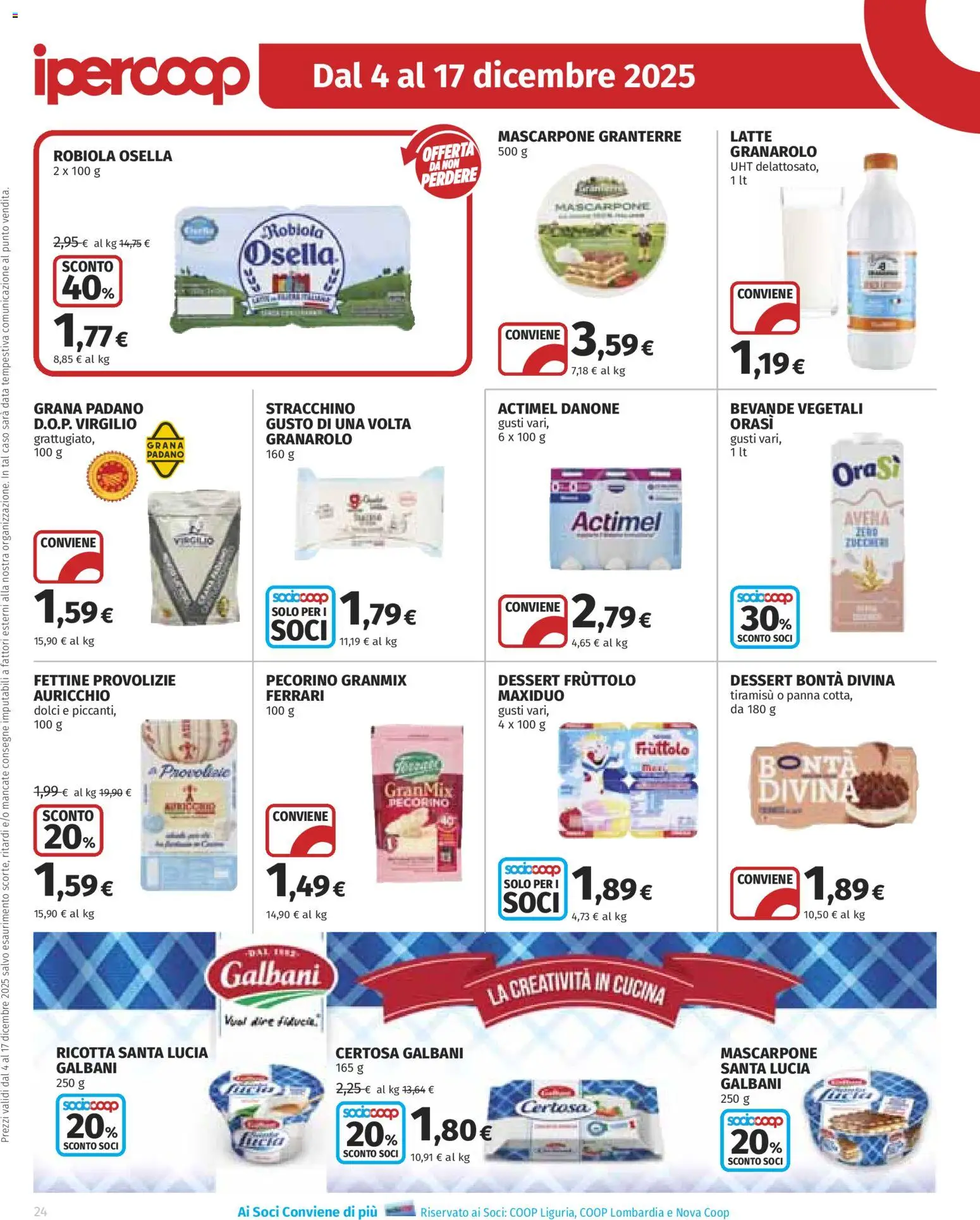 Volantino Ipercoop del 04.12.2025 | Pagina: 24 | Prodotti: Latte, Data, Mascarpone, Pecorino