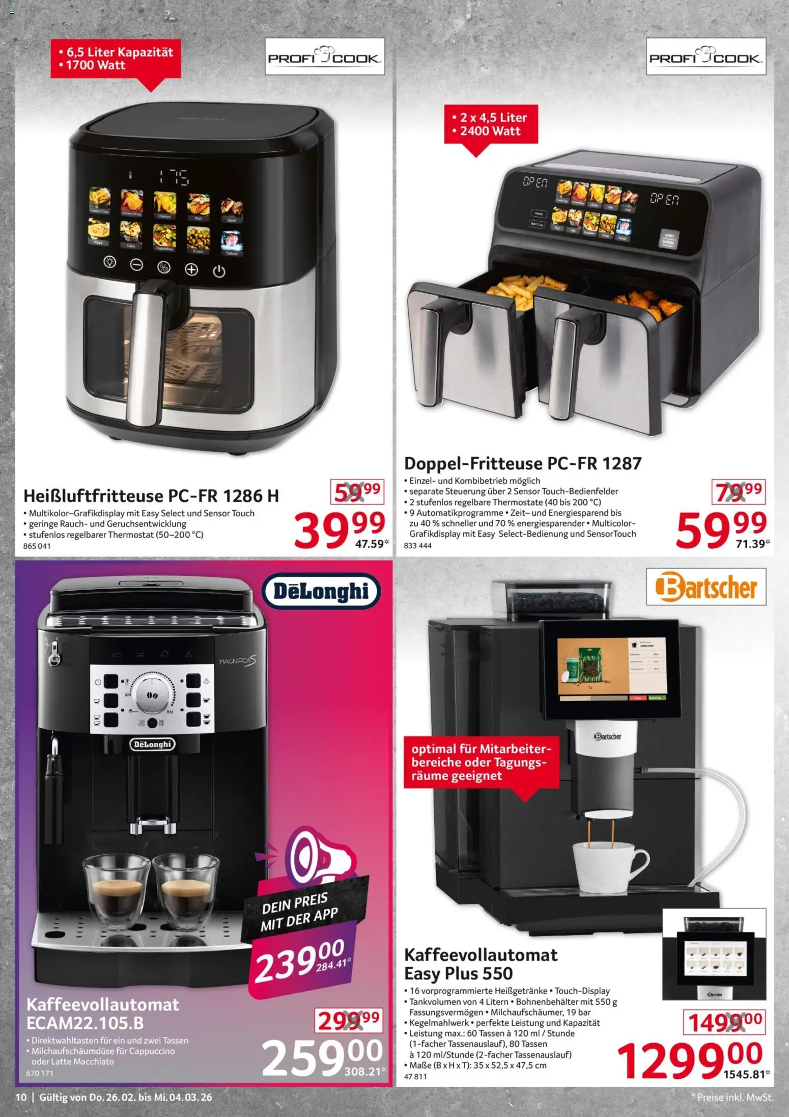 Selgros  Non Food – gültig ab 26.02.2026 | Seite: 10 | Produkte: Kaffeevollautomat, Heißluftfritteuse