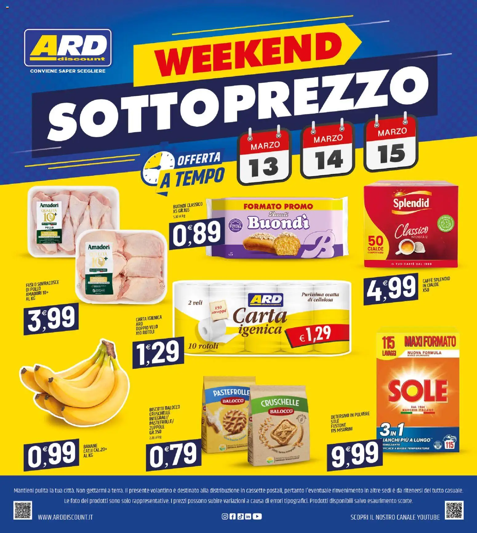 Volantino ARD Discount del 06.03.2026 | Pagina: 20 | Prodotti: Carta igienica, Pollo, Banane, Biscotti