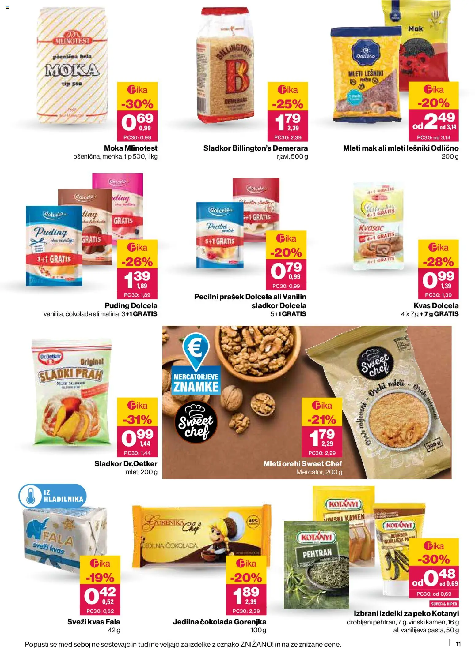 Novi Mercator katalog ponudbe – veljaven od 26.03.2026 | Stran: 11 | Izdelki: Prašek, Moka, Puding, Sladkor