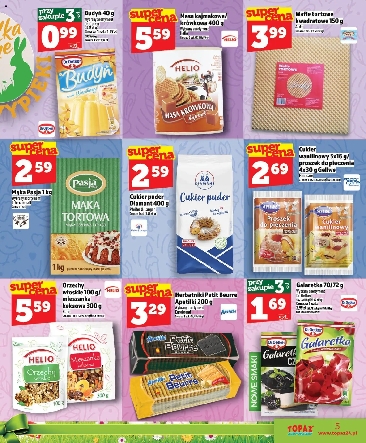 Topaz gazetka - Express od 26.03.2026 | Strona: 5 | Produkty: Cukier puder, Herbatniki, Puder, Cukier