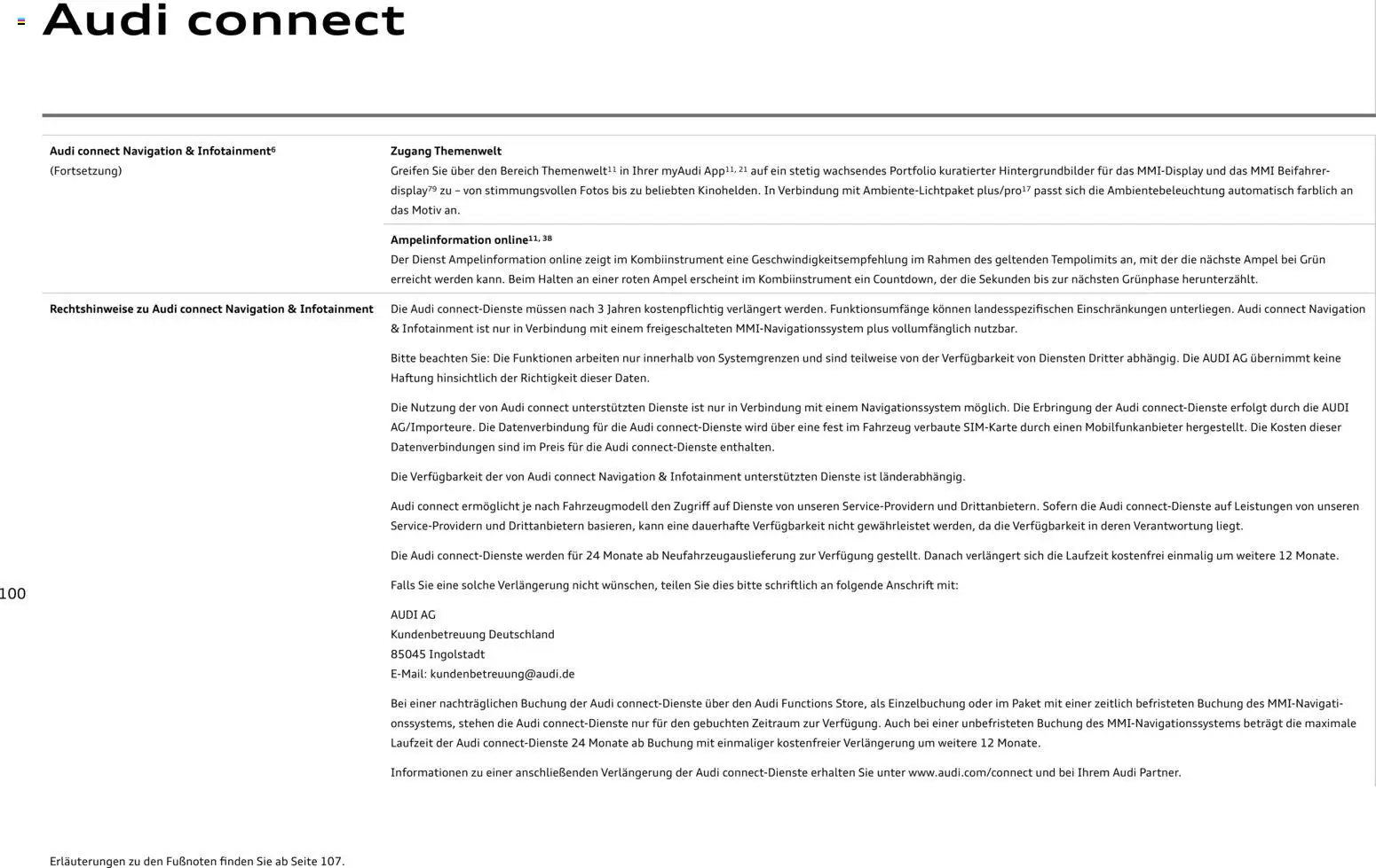 Audi RS 5 Limousine / RS 5 Avant – gültig ab 01.04.2026 | Seite: 100 | Produkte: Navigation, Navigationssystem
