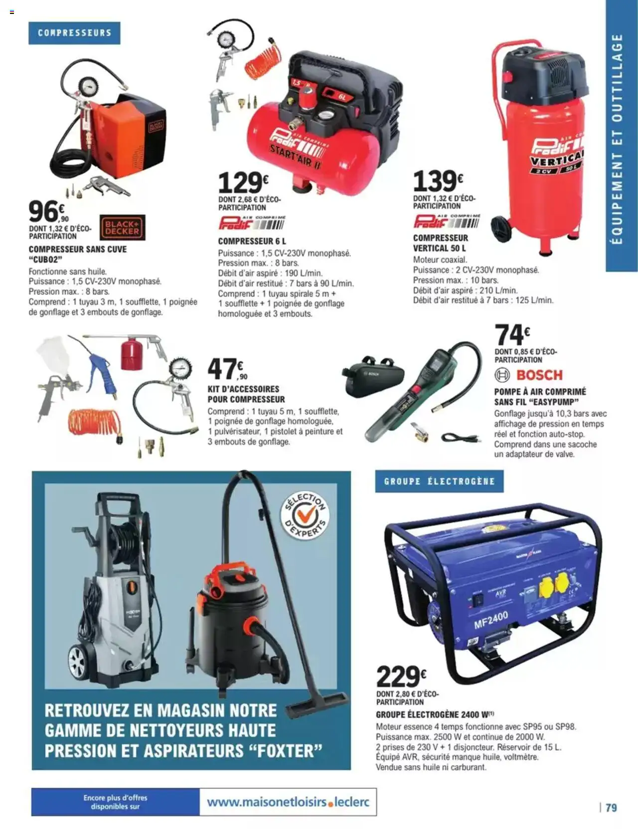  | Page: 79 | Produits: Compresseur, Prises, Tuyau, Compresseurs