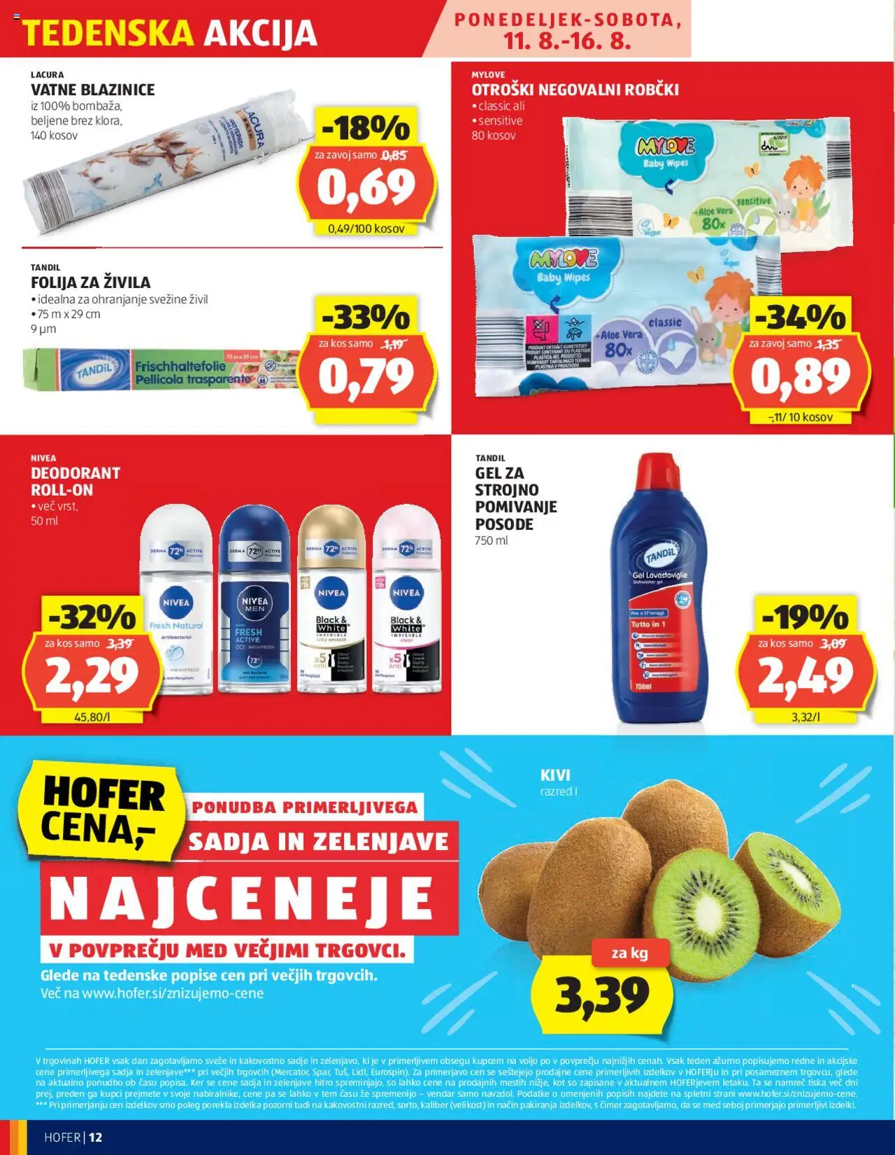 Hofer katalog │ velja od 07.08.2025 | Stran: 12 | Izdelki: Vatne blazinice, Deodorant, Folija, Sadje