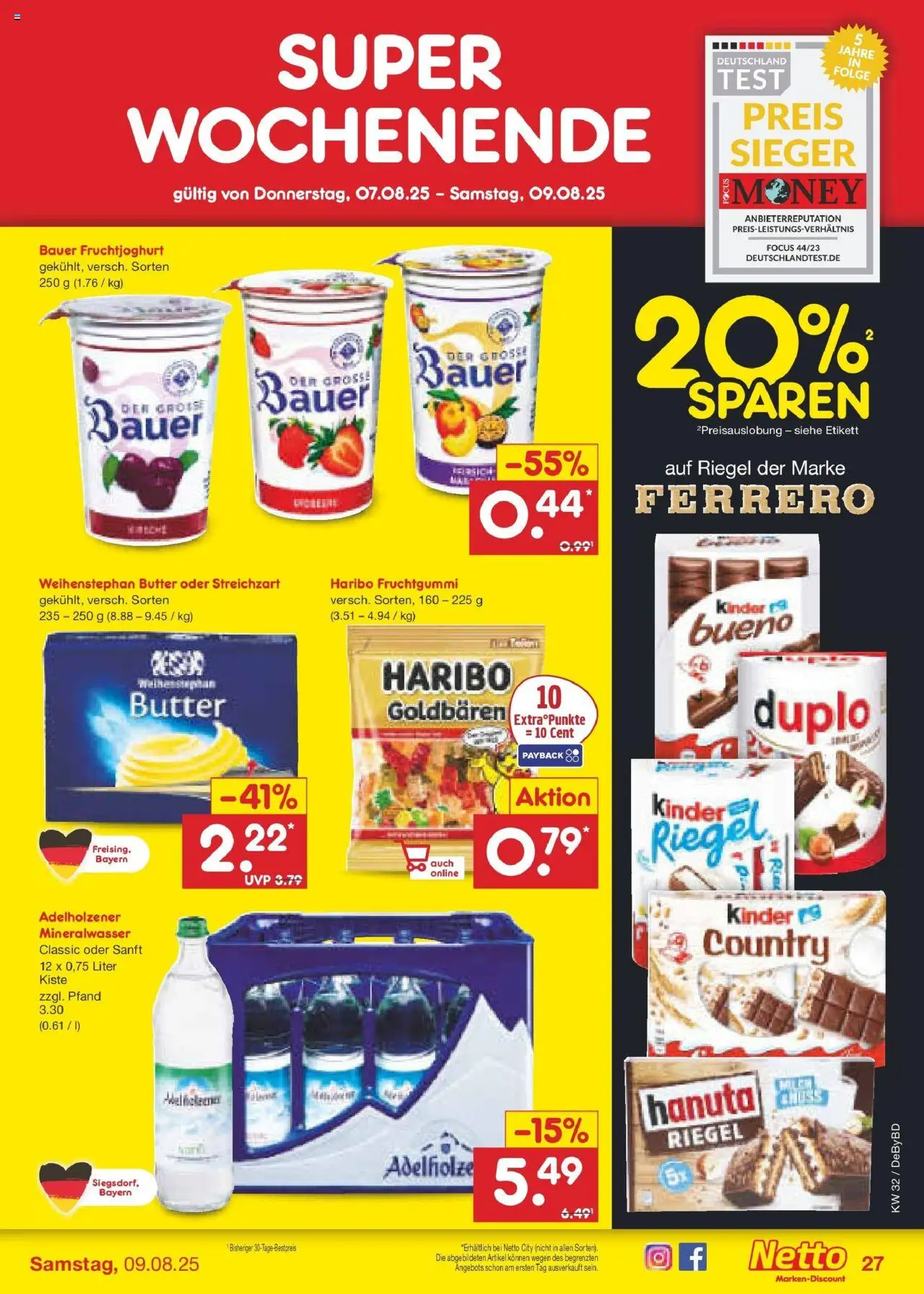 Netto Marken-Discount prospekt Buttenwiesen	 - gültig ab dem 04.08.2025 | Seite: 51 | Produkte: Adelholzener, Fruchtjoghurt, Mineralwasser, Weihenstephan butter