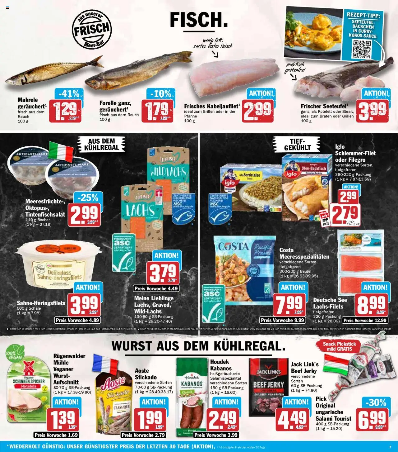 HIT - Baden-Württemberg – gültig ab 22.09.2025 | Seite: 7 | Produkte: Iglo, Fisch, Salami, Schinken