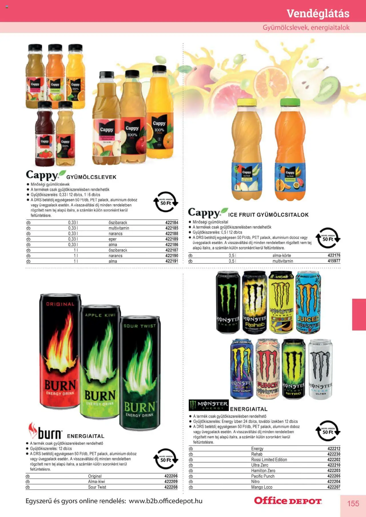Office Depot akciós ujság - amely érvényes a következő dátumtól: 10.04.2025 | Oldal: 155 | Termékek: Energiaital, Doboz, Tej, Multivitamin