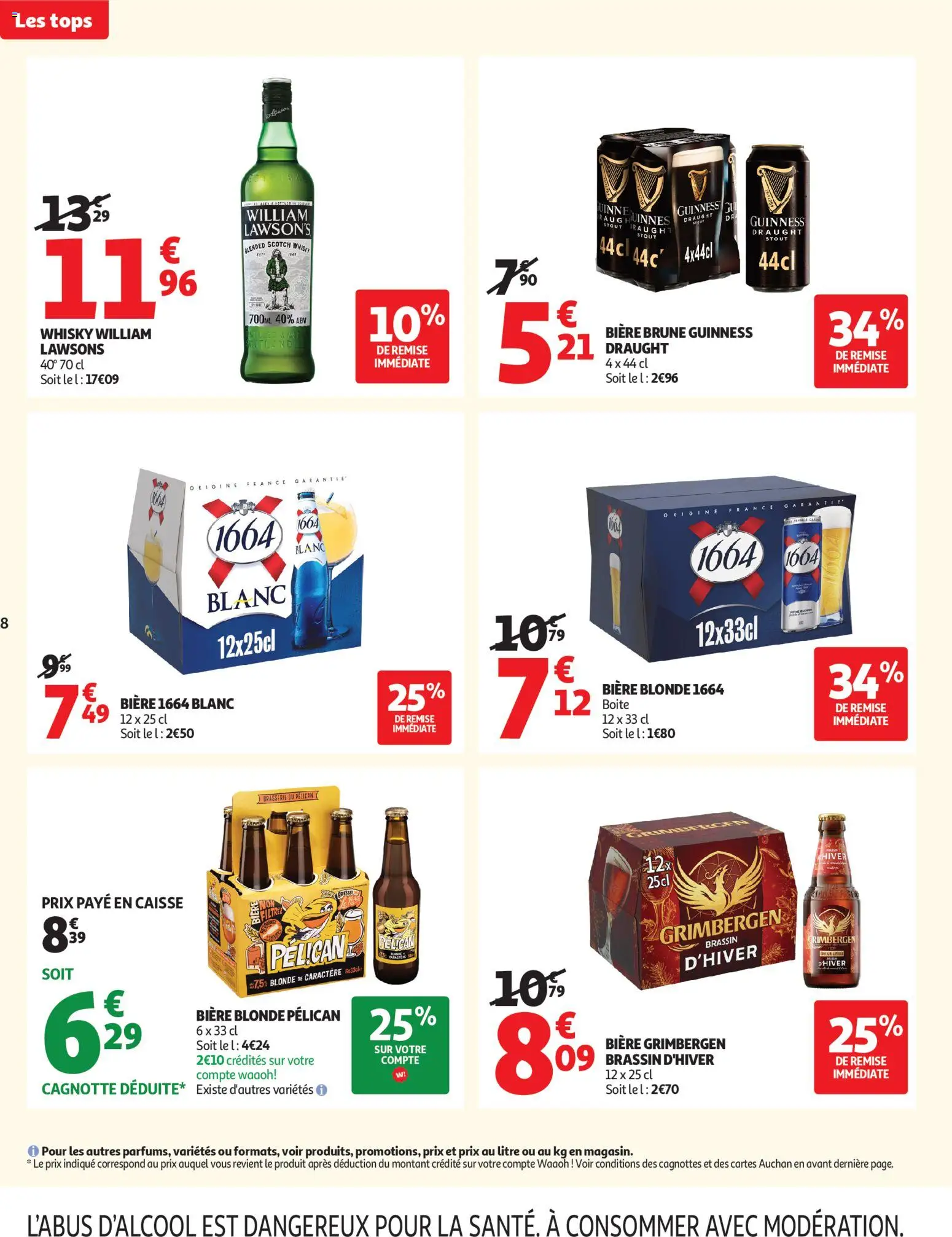 {H1} | Page: 8 | Produits: Biere blonde 1664, Whisky, Biere brune Guinness, Bière