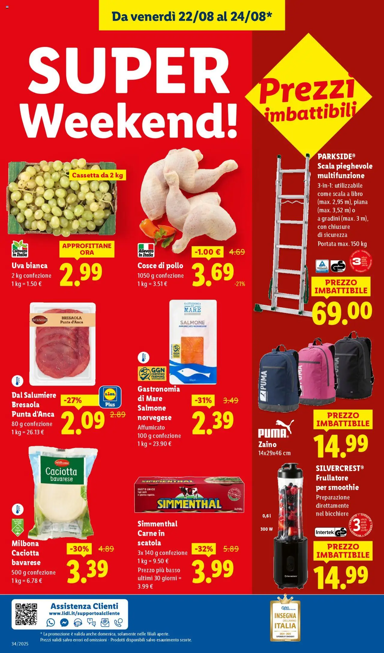 Volantino Lidl del 18.08.2025 | Pagina: 50 | Prodotti: Salmone affumicato, Zaino, Scala, Scatola