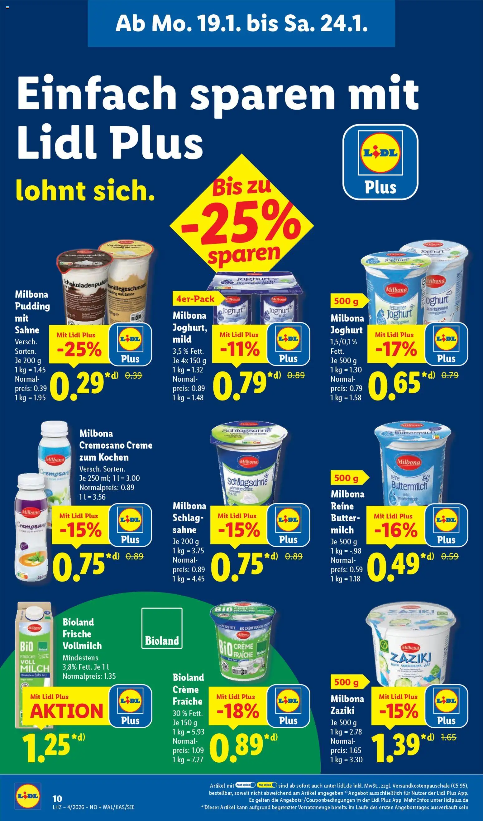 Lidl Prospekt Holzminden – gültig ab 19.01.2026 | Seite: 20 | Produkte: Buttermilch, Schlagsahne, Pudding, Sahne