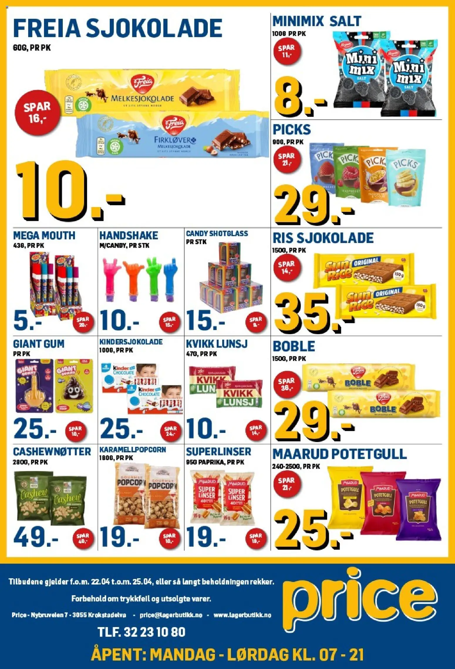 {H1} | Side: 7 | Produkter: Sjokolade, Garden trowel, Potetgull, Cashewnøtter