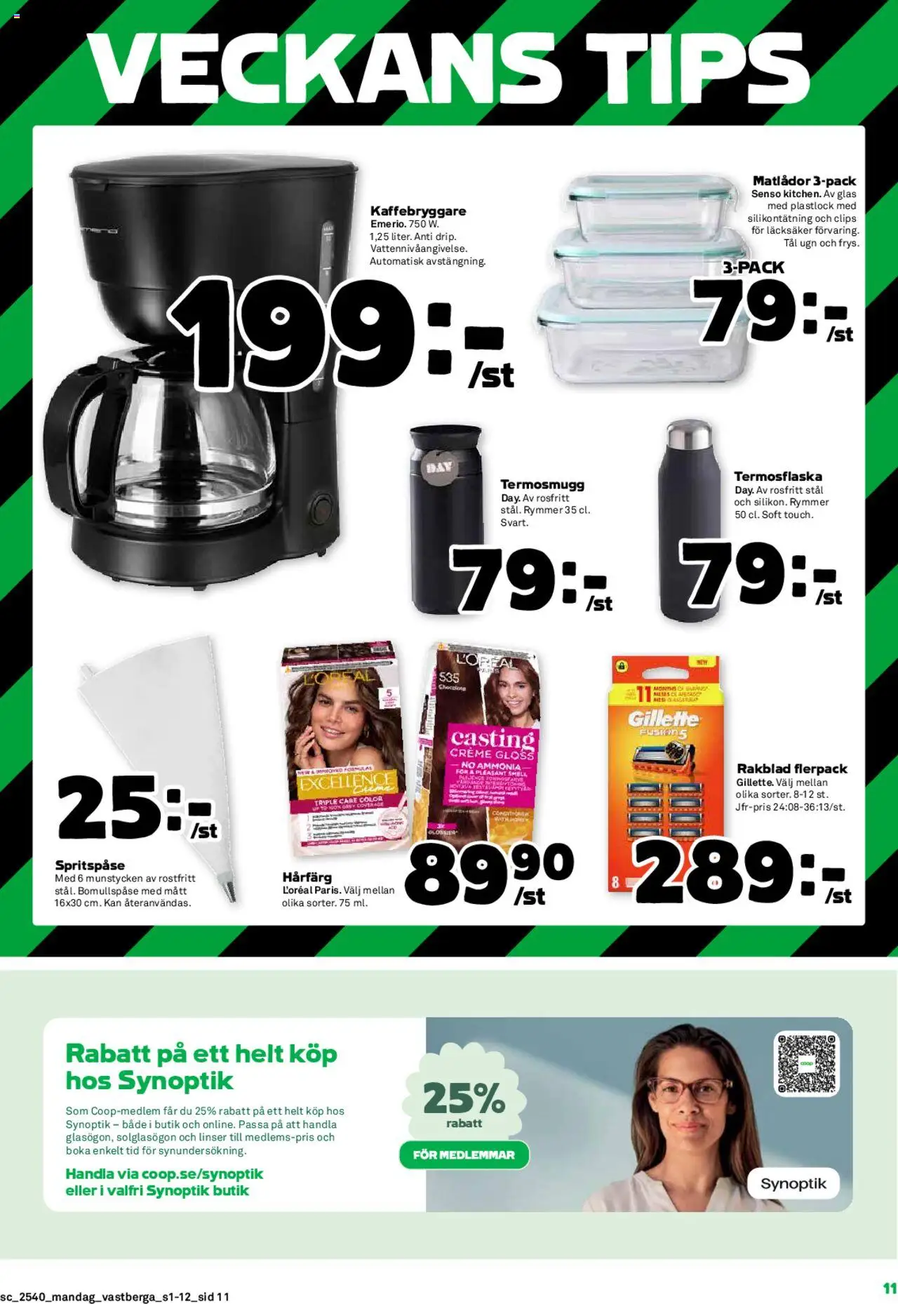Coop Forum reklamblad aktuell från 29.09.2025 | Sida: 11 | Produkter: Linser, Kaffebryggare, Hårfärg, Rakblad