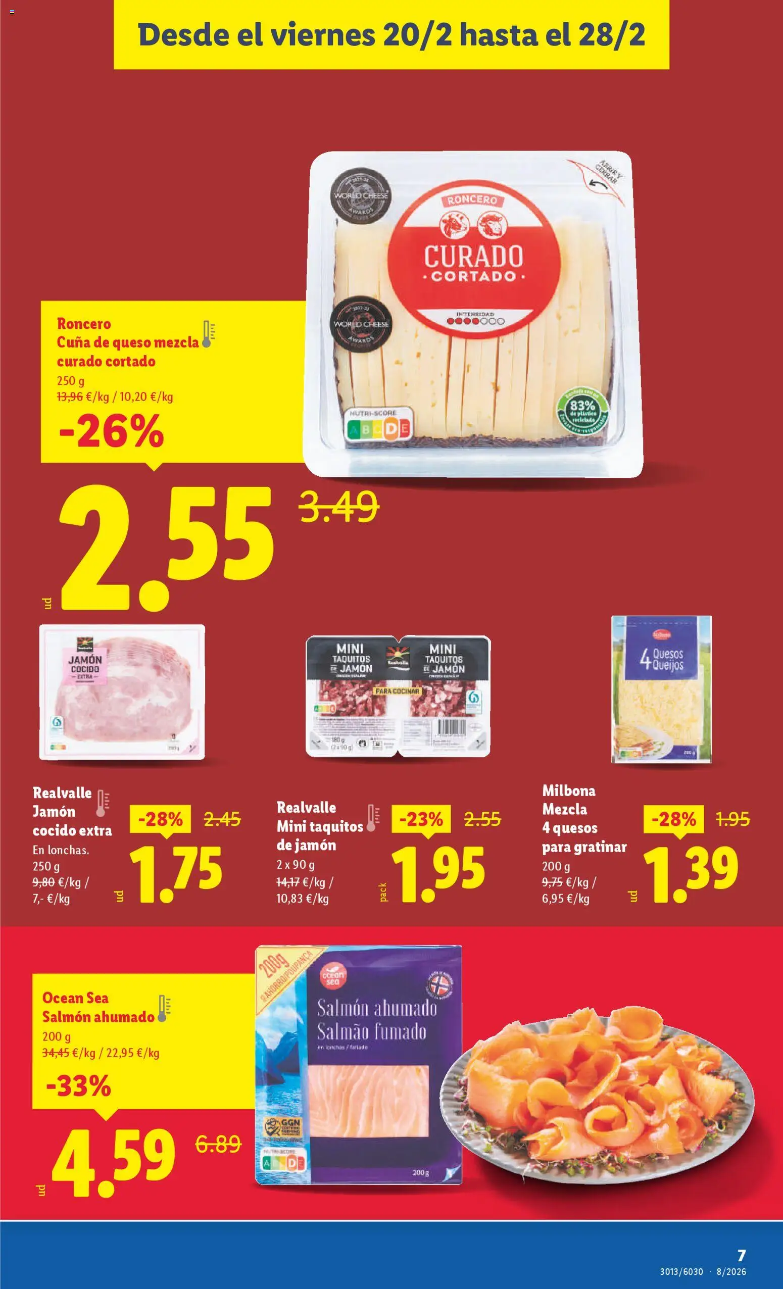 Lidl - Torrevieja │ válido desde el 20.02.2026 | Página: 7 | Productos: Queso, Jamón, Salmón ahumado, Cuna