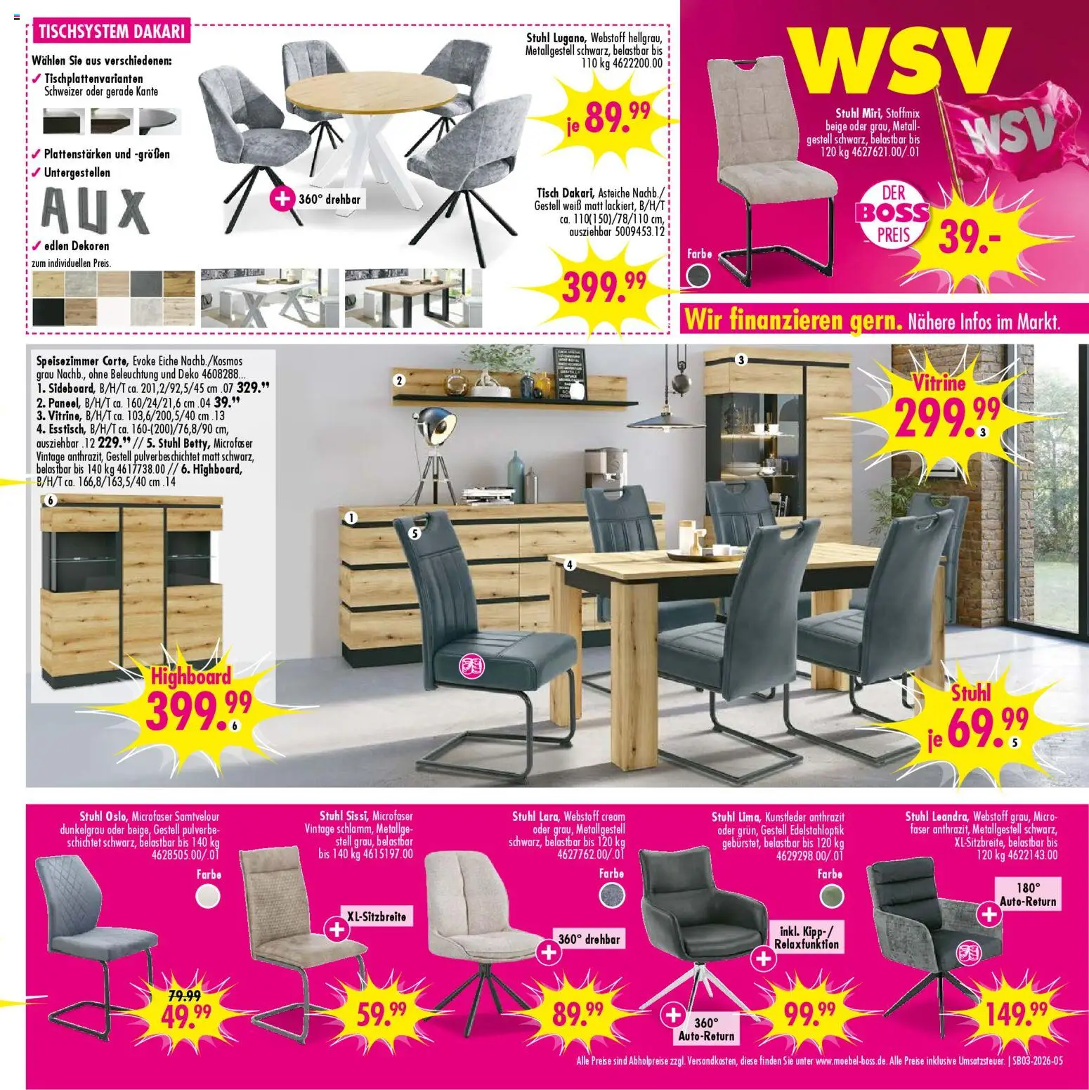 SB Möbel Boss Prospekt 	 – gültig ab 10.01.2026 | Seite: 5 | Produkte: HIghboard, Vitrine, Tisch, Stuhl