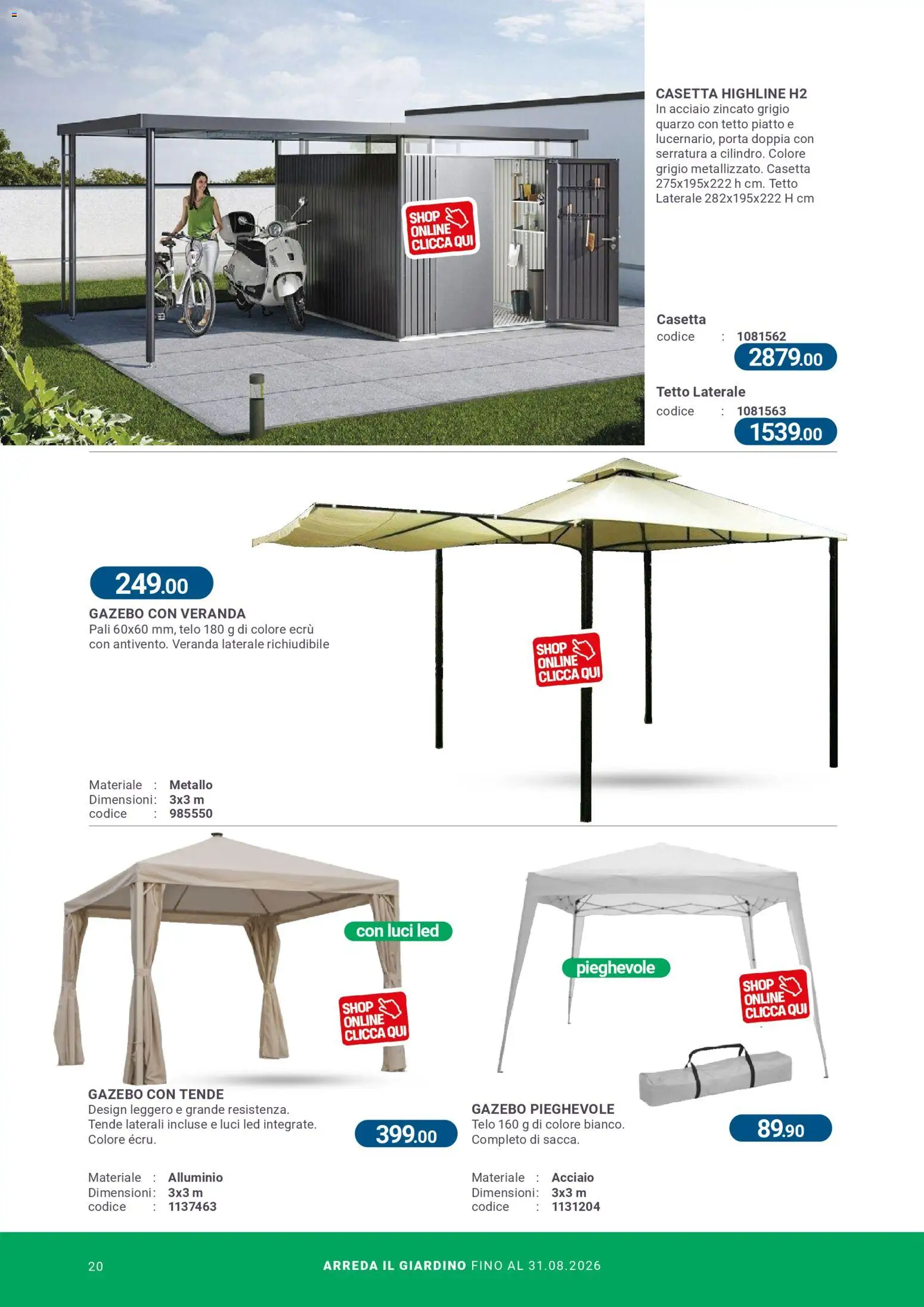 Volantino CFadda del 08.04.2026 | Pagina: 20 | Prodotti: Gazebo, Piatto, Alluminio