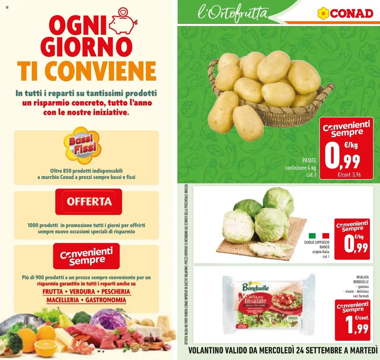 Volantino Conad del 23.09.2025 | Pagina: 8 | Prodotti: Insalata, Patate, Cavolo, Cappuccio